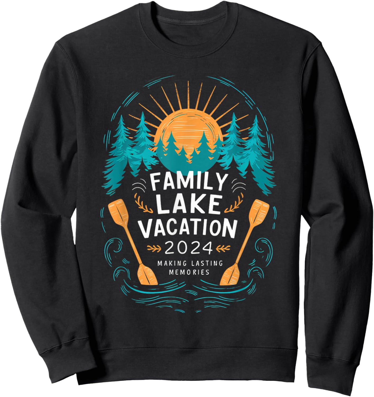 Matching 2024 Camping Hiking Cabin Family Lake Vacation 2024 Sweatshirt - Sweatshirt | Black