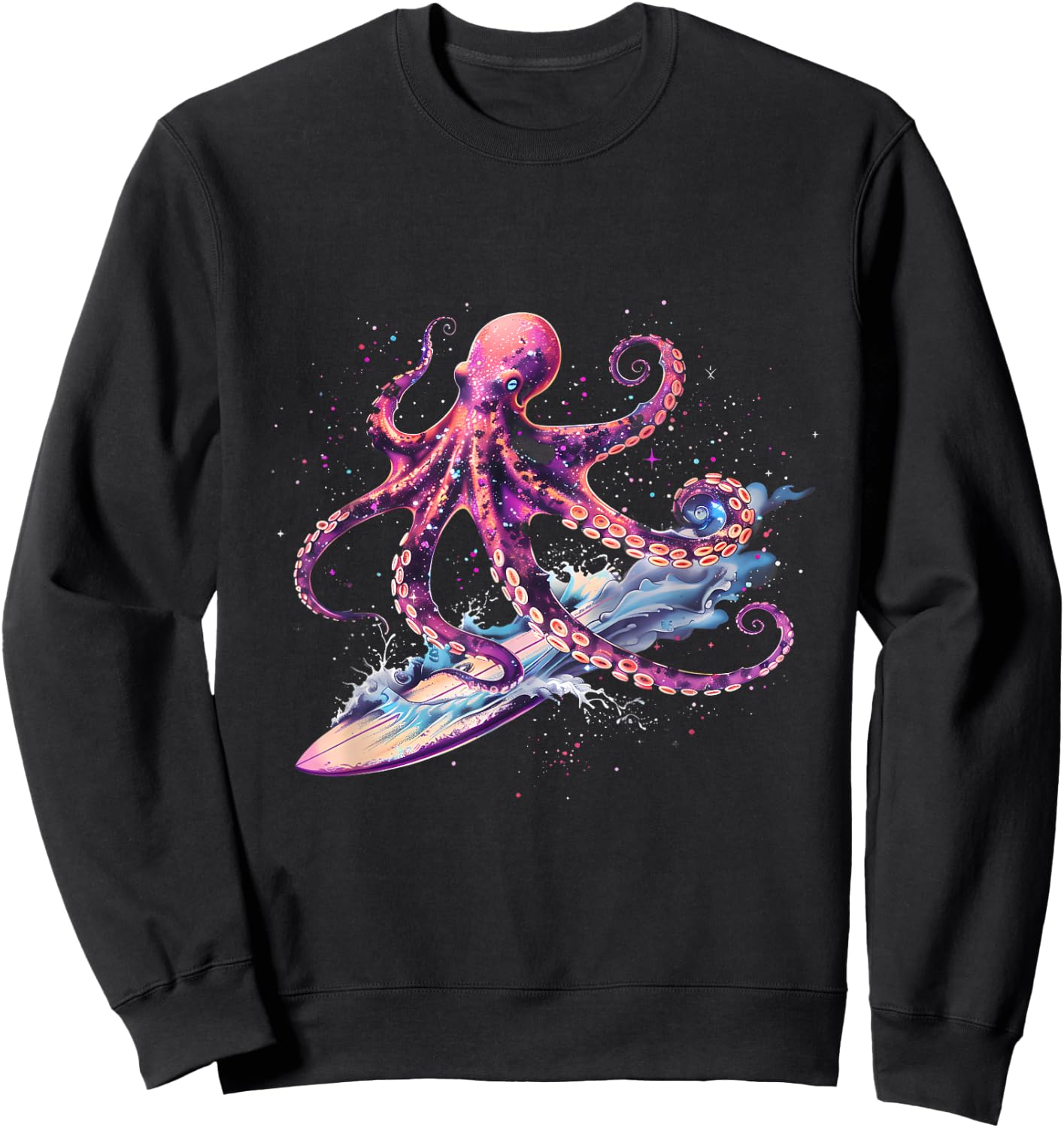 Cthulhu Surfing Octopus Lover Sea Monster Ocean Sea Animal Sweatshirt - Sweatshirt | Black