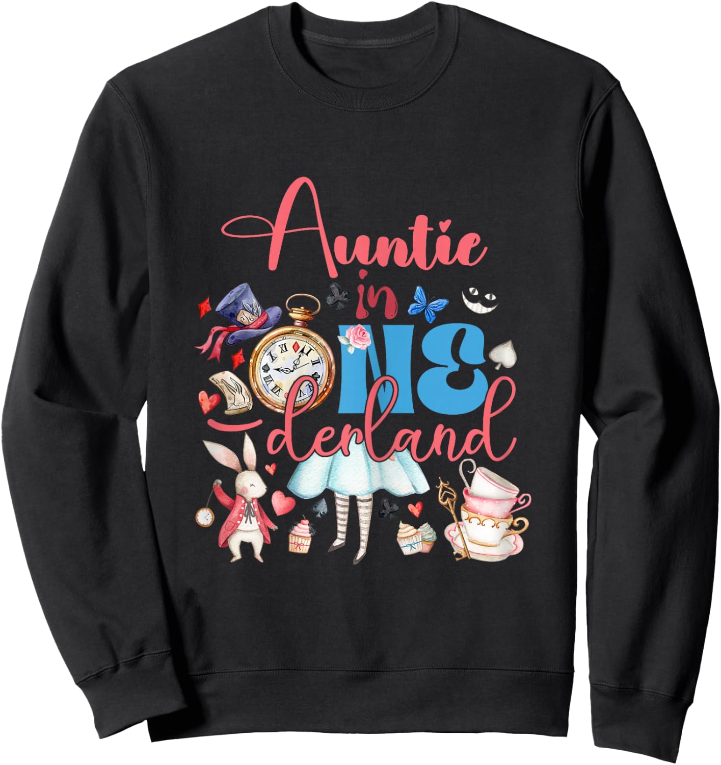 Alice Auntie in ONEderland Birthday Family Sweatshirt - Sweatshirt | Black