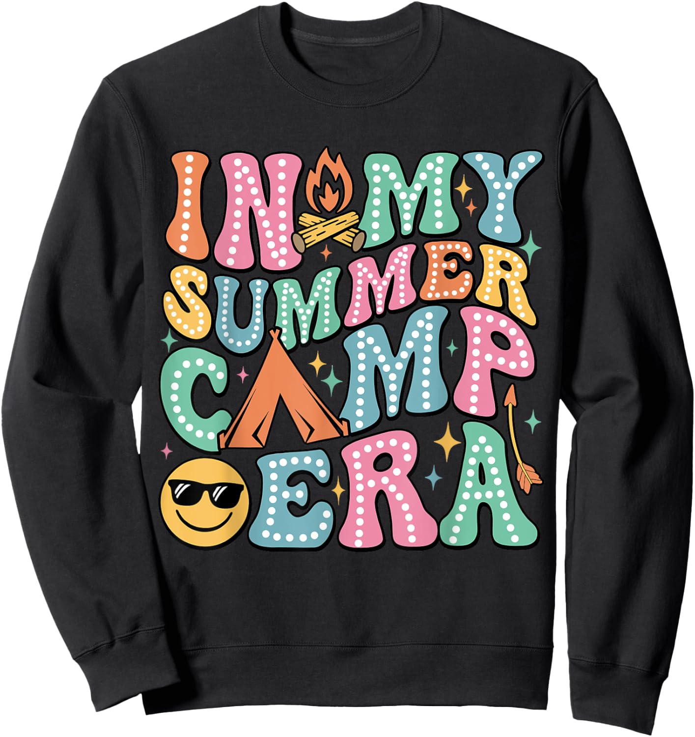 Groovy In My Summer Camp Era Retro Summer Camper Women Sweatshirt - Sweatshirt | Black