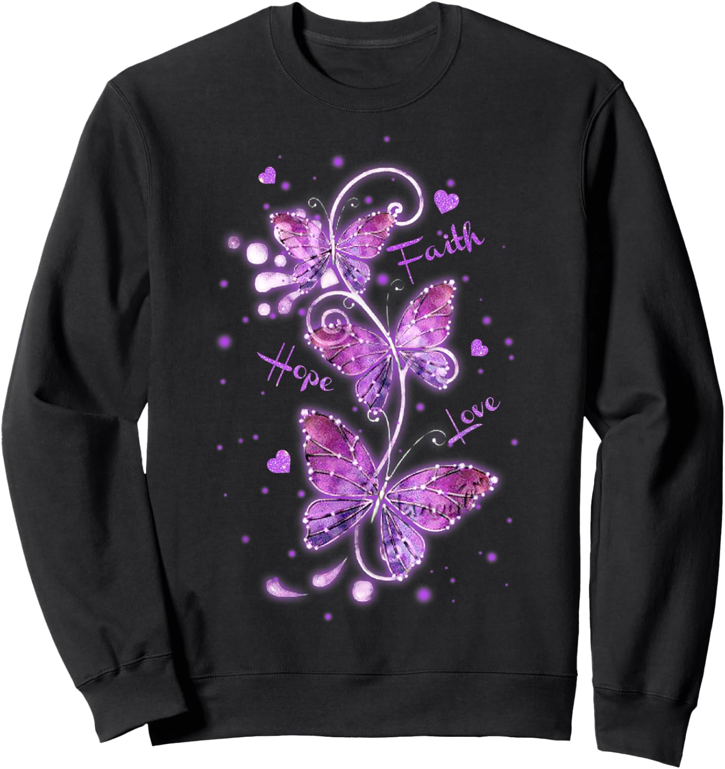 Butterfly Faith Hope Love Butterfly Lovers Insects Sweatshirt - Sweatshirt | Black