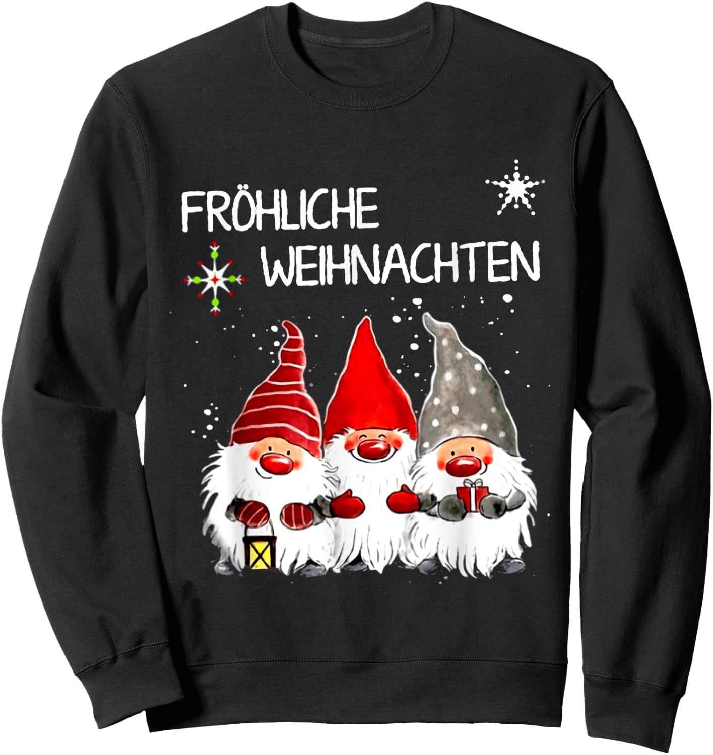 Gnomes Frohliche Weihnachten Funny Christmas Sweatshirt - Sweatshirt | Black