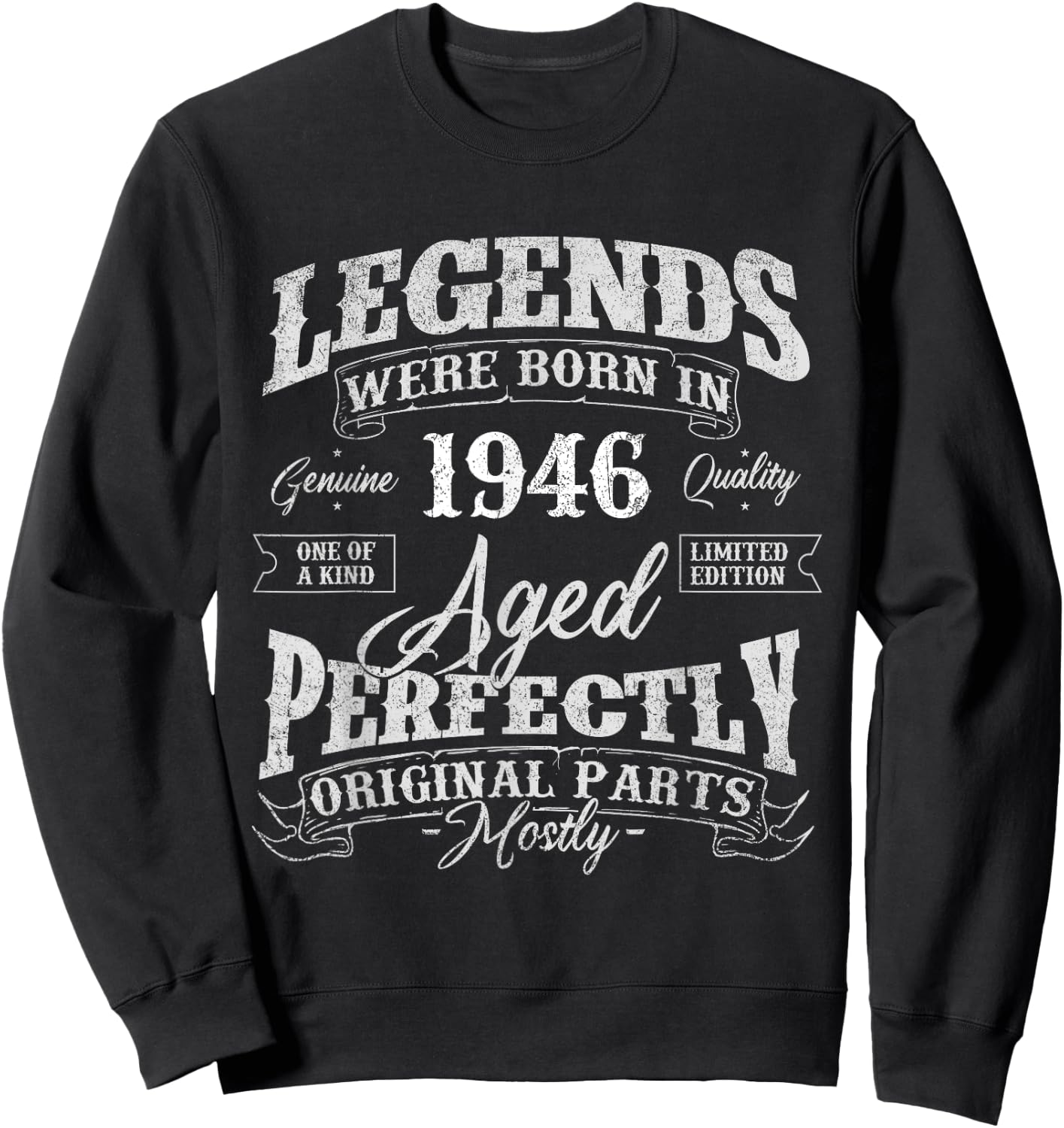 Legends Were Born In 1946 Year Of Birth Birthday Sweatshirt - Sweatshirt | Black