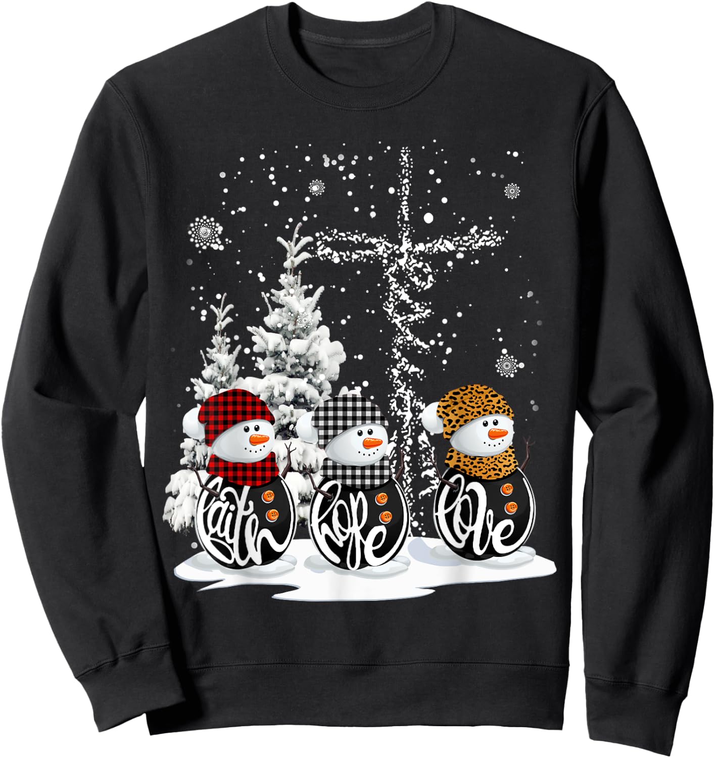Merry Christmas 2026 Faith Hope Love Christian Christmas Sweatshirt - Sweatshirt | Black