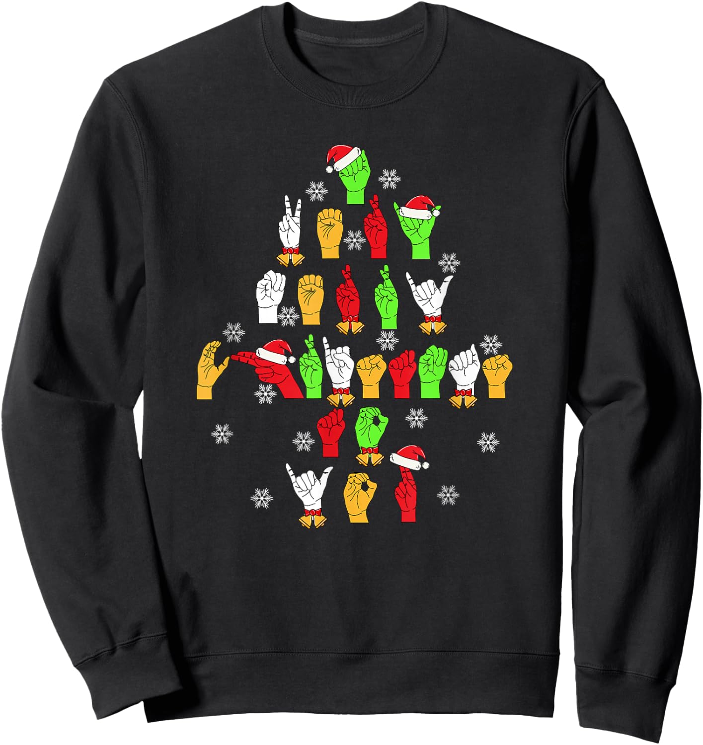 Funny ASL Christmas American Sign Language Sweatshirt - Sweatshirt | Black