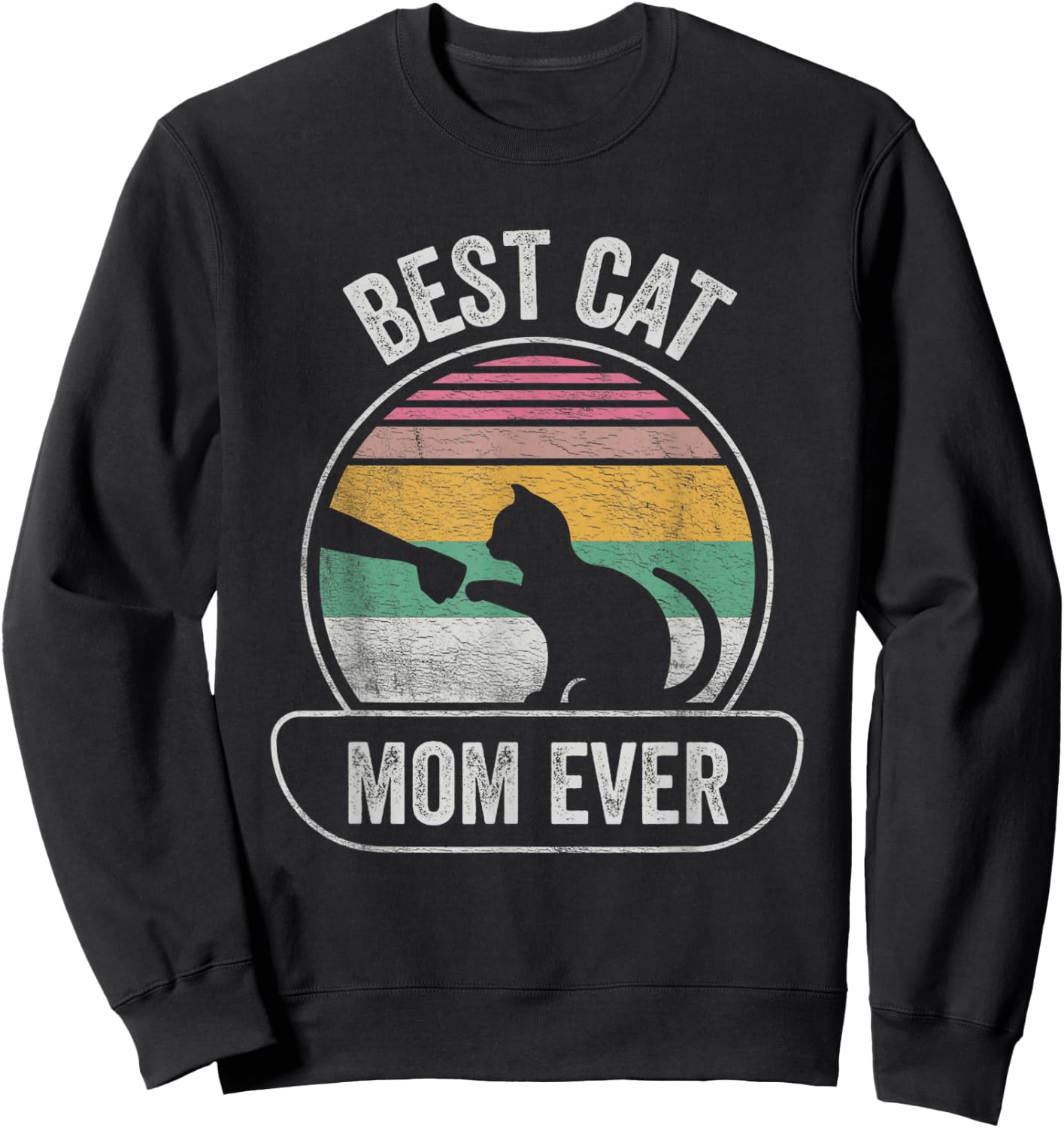Vintage Retro Best Cat Mom Ever Cat Shirts Gift Sweatshirt - Sweatshirt | Black