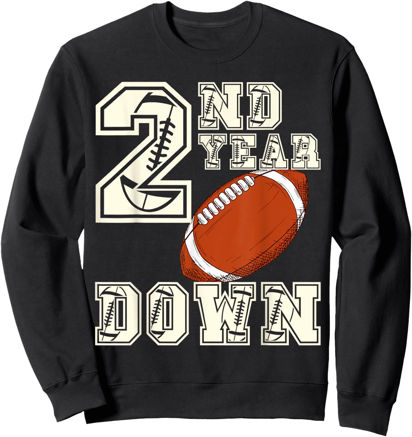 Kids 2nd Year Football Fun for Birthday Boys Touchdown Sweatshirt - Sweatshirt | Black