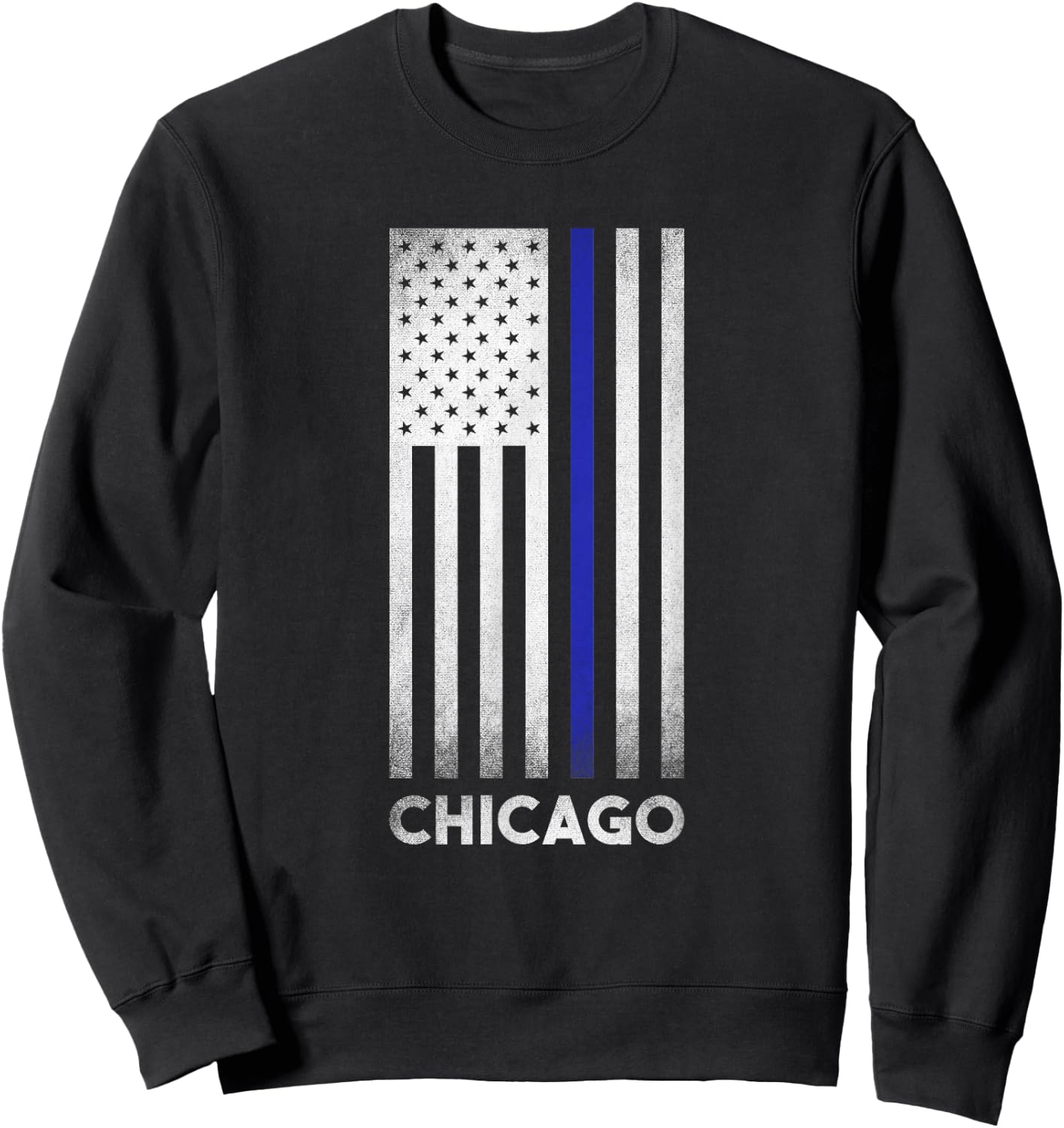 Chicago Police Dept Thin Blue Line Flag CPD Sweatshirt - Sweatshirt | Black