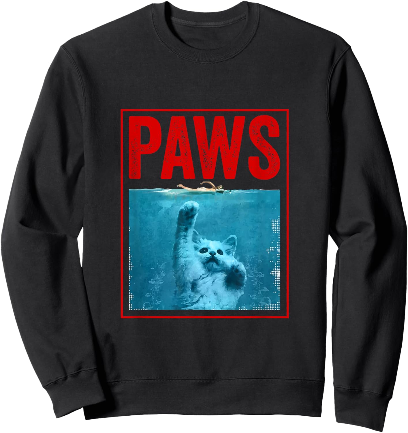 PAWS Funny Cat Kitten For Shark And Cat Lovers Men Women Girls Kids Sweatshirt - Sweatshirt | Black