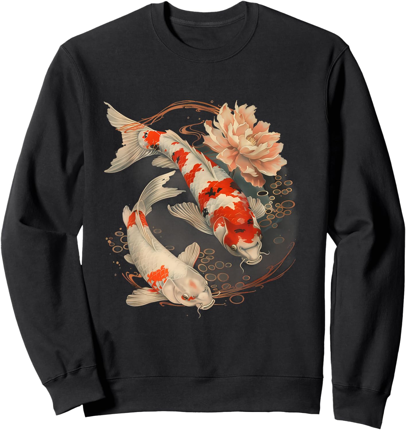 Koi Fish Lotus Japanese Pond Lover Japanese Koi Carp Fish Sweatshirt - Sweatshirt | Black