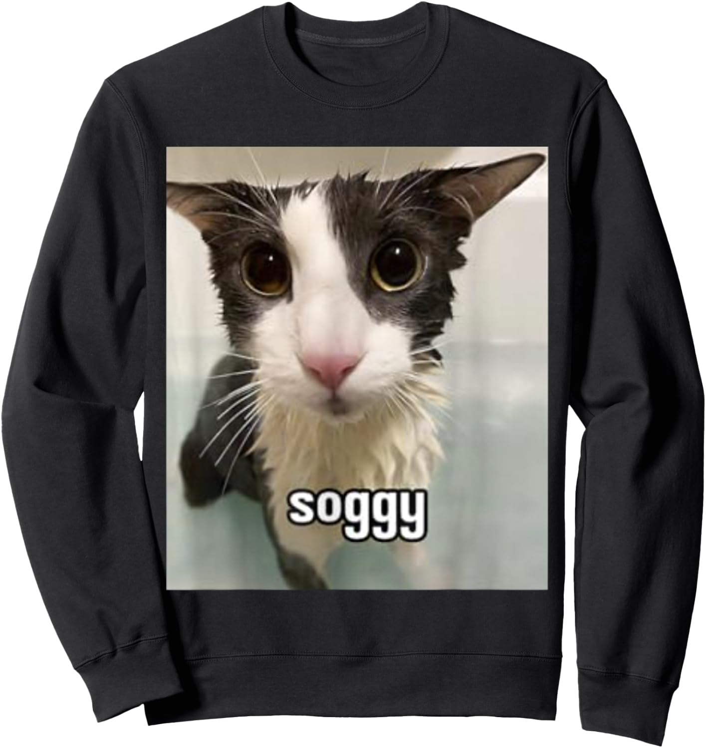 Silly Soggy Cat Funny Sweatshirt - Sweatshirt | Black