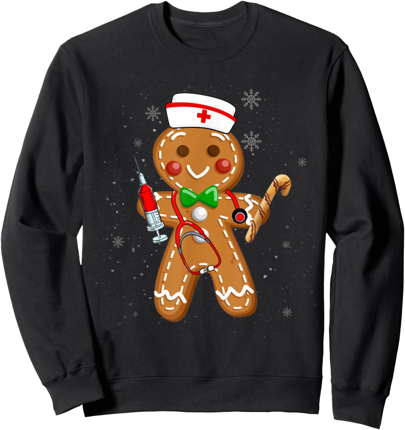 Christmas Gingerbread Nurse Cookie Costume Baking Xmas Sweatshirt - Sweatshirt | Black