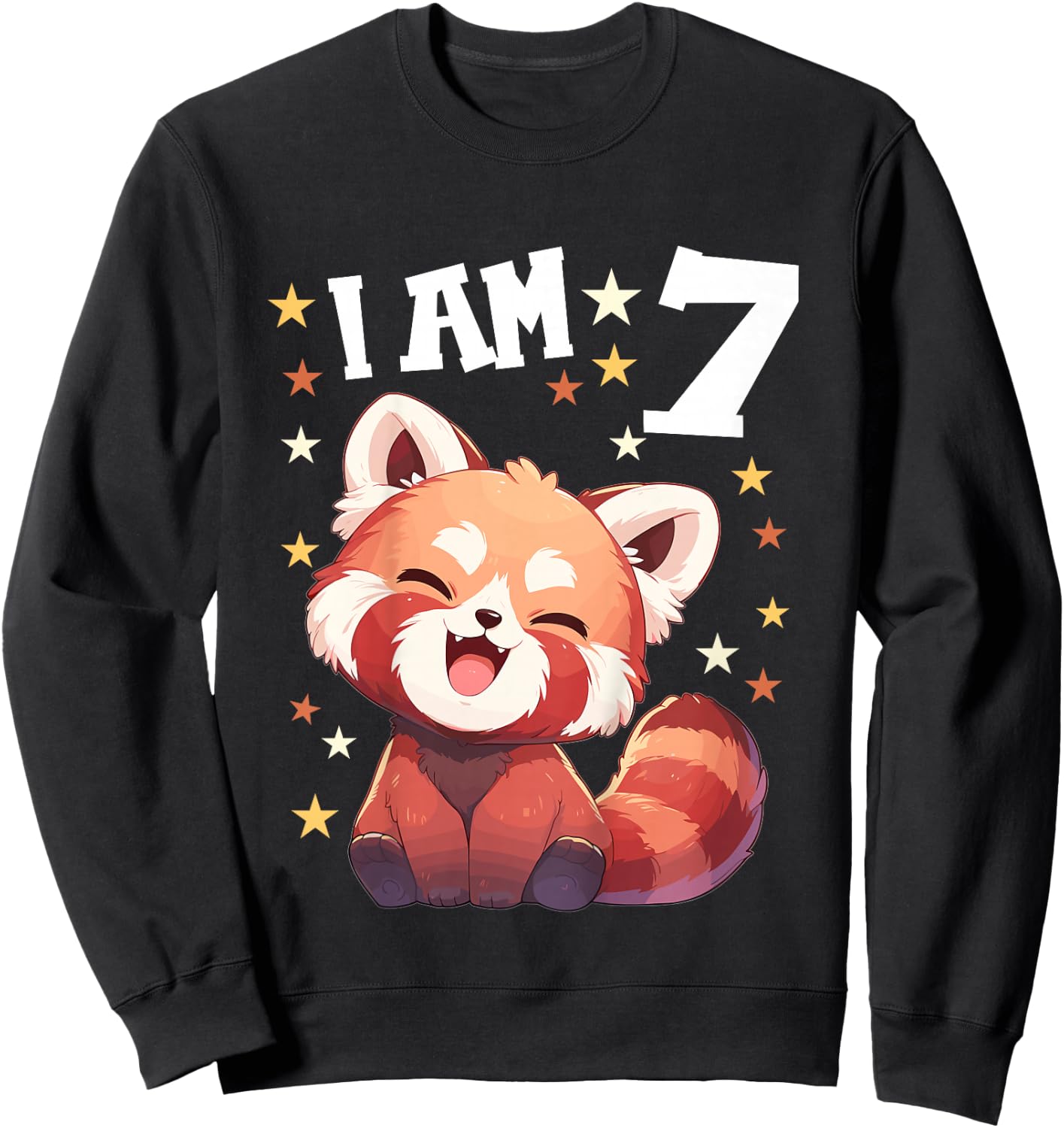 Kids 7 Years old 7 birthday Red Pandas Boy Girl Red Panda Sweatshirt - Sweatshirt | Black
