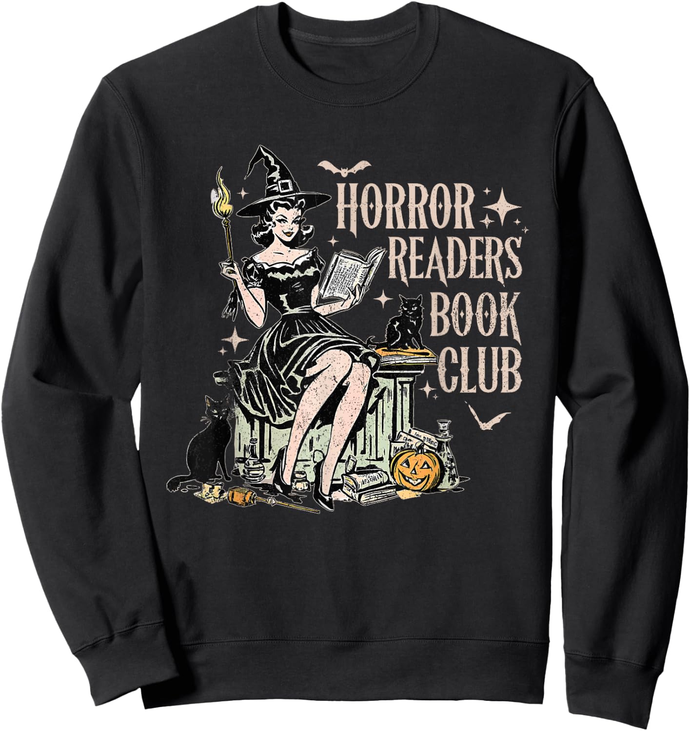 Funny Retro Scary Horror Readers Book Club Spooky Halloween Sweatshirt - Sweatshirt | Black