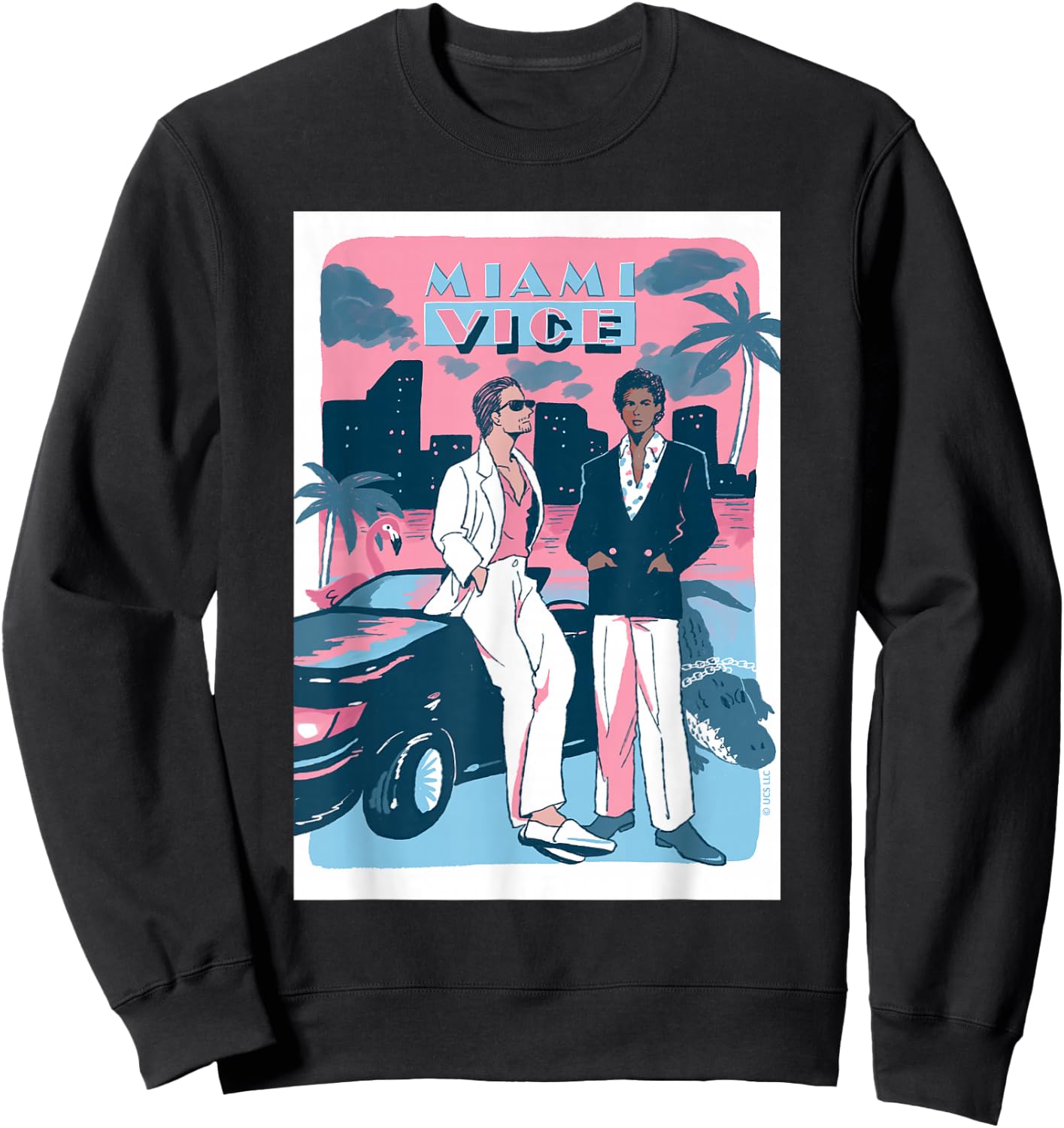 Retro Miami Vice Vibes 80s Aesthetic Style Sweatshirt - Sweatshirt | Black