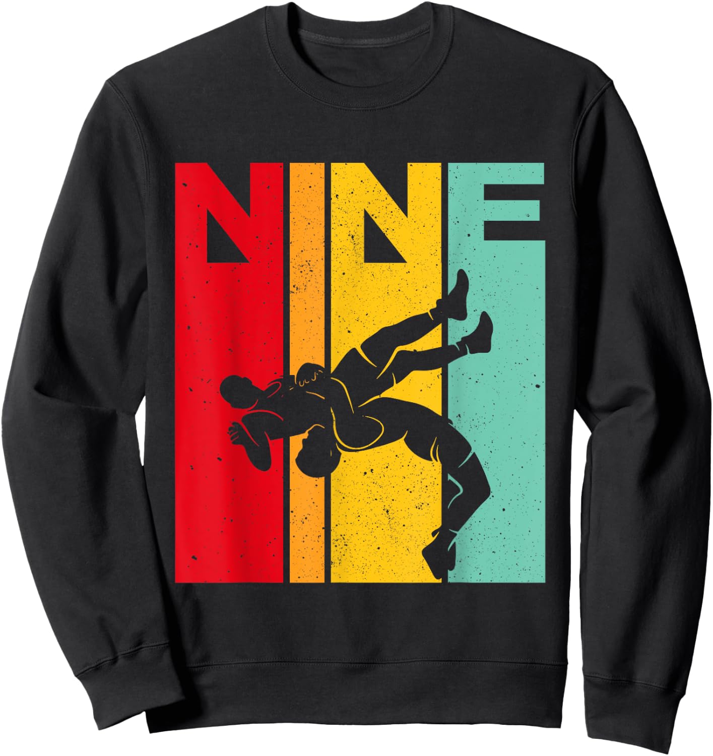9th Retro Wrestling Theme 9 Year Old Kids Birthday Sweatshirt - Sweatshirt | Black