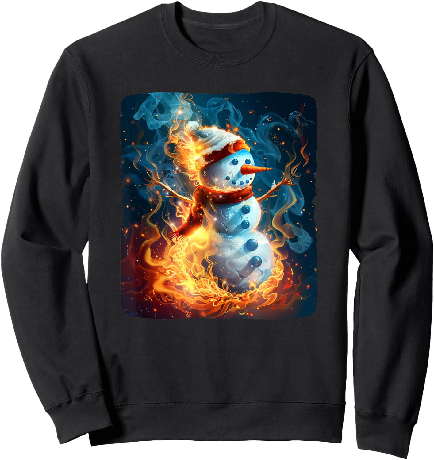 Burning Snowman Outfit for Adults and Kids Sweatshirt - Sweatshirt | Black