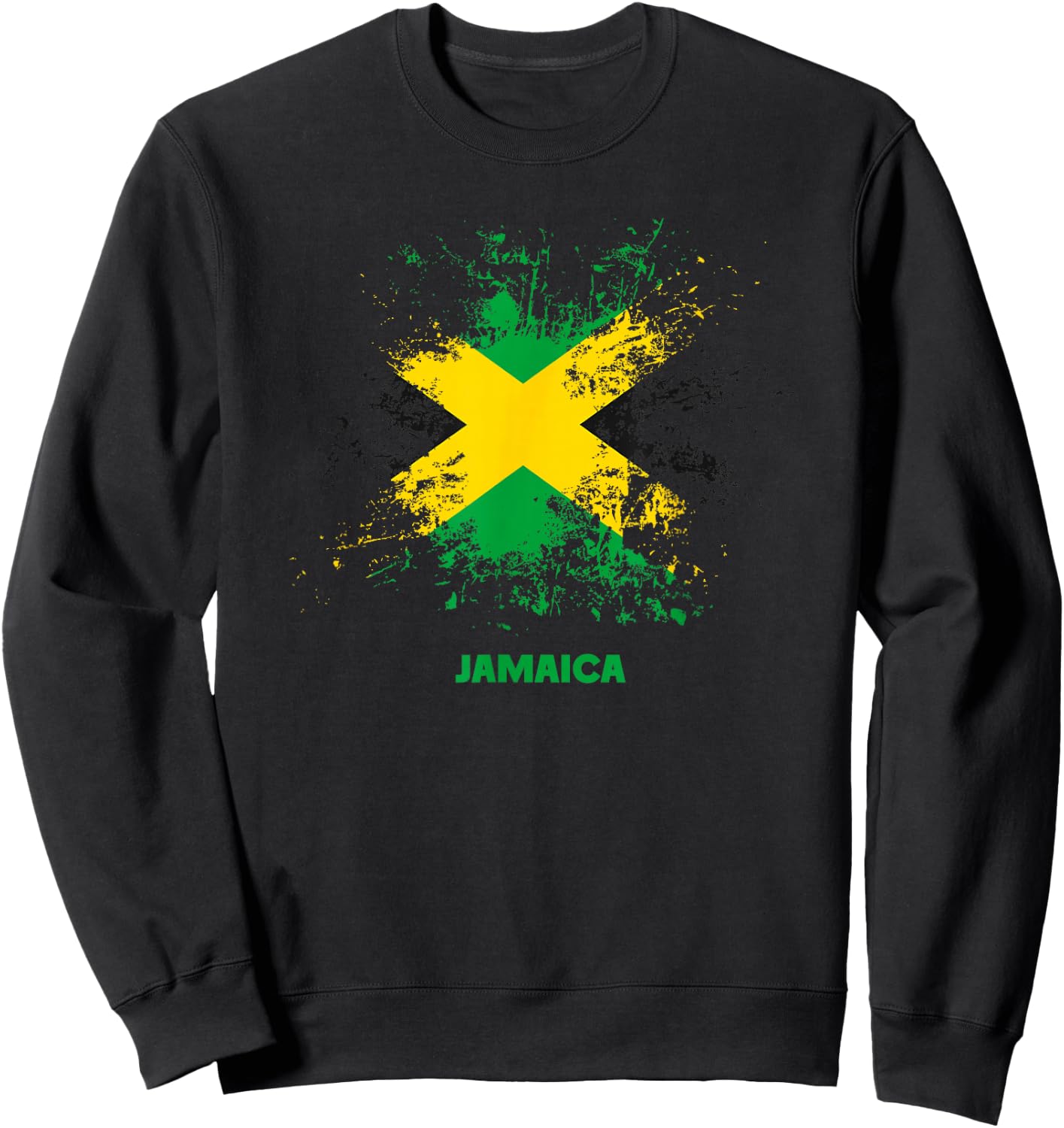Jamaican Splatter Flag, Vintage Jamaica Flag Sweatshirt - Sweatshirt | Black