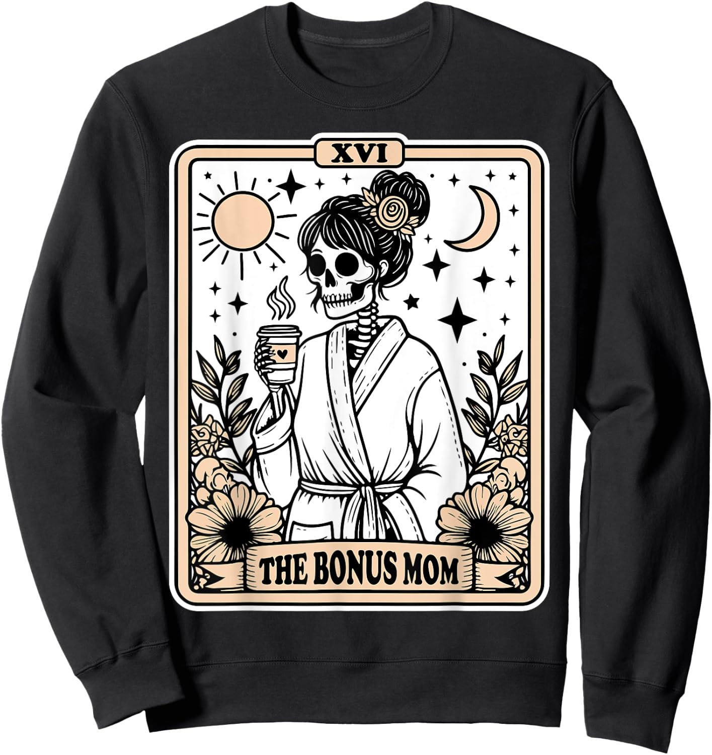 The Bonus Mom Tarot Card Skeleton Stepmom Witchy Vibes Sweatshirt - Sweatshirt | Black