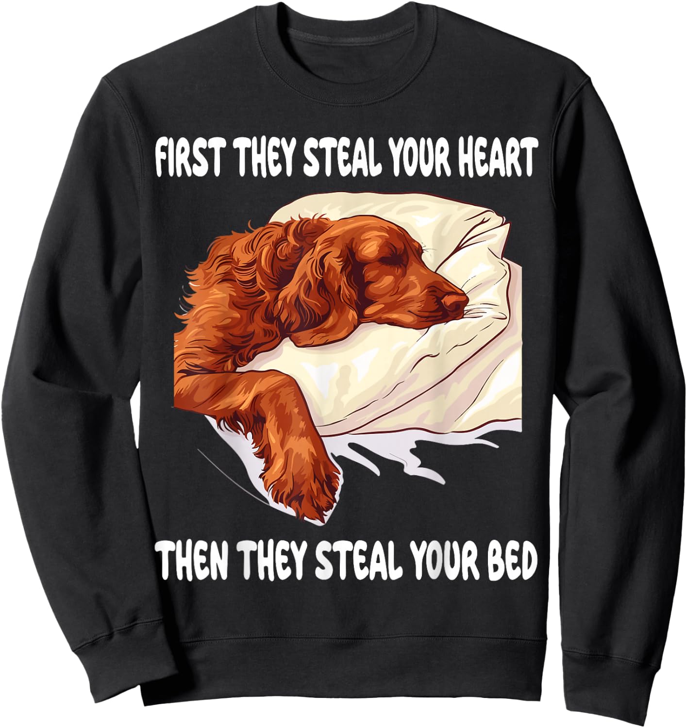 Irish Setter Sleeping Pajamas Nightgown Sweatshirt - Sweatshirt | Black