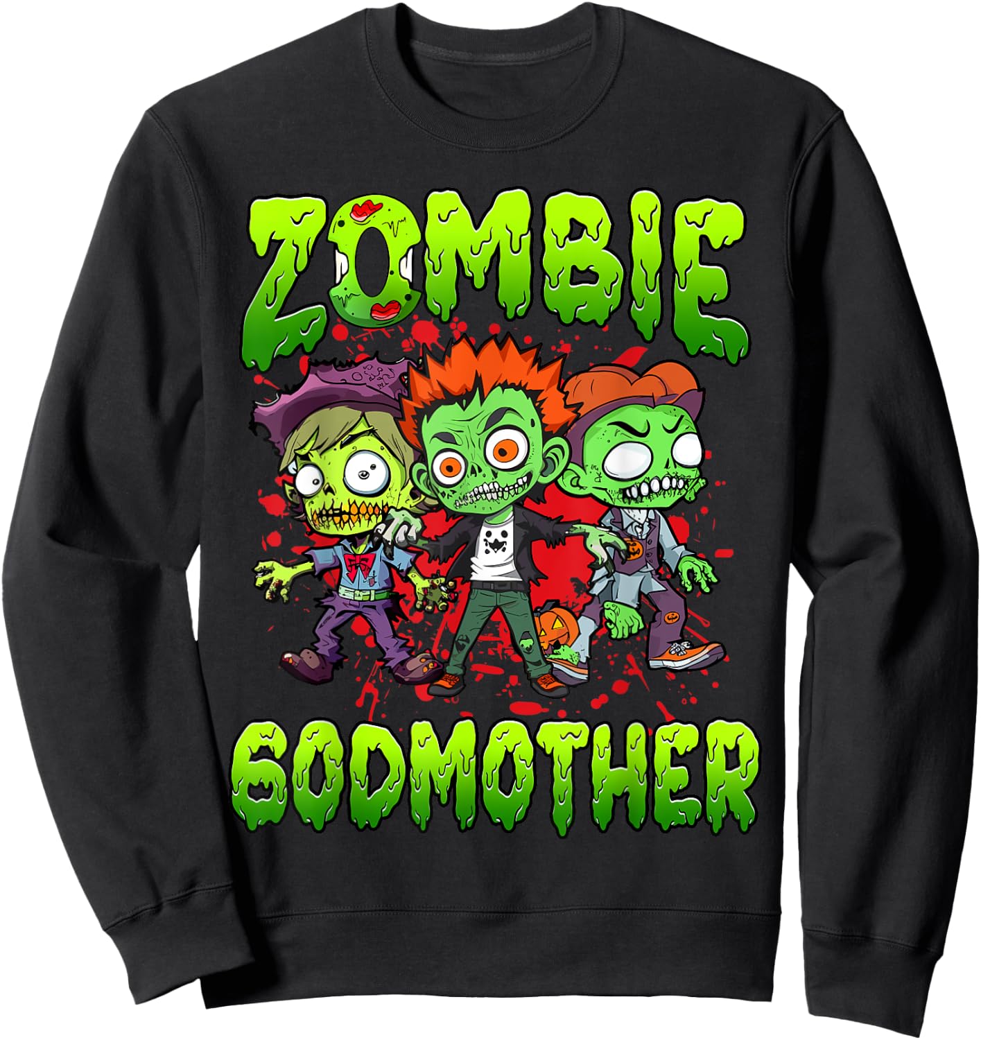 Zombie Godmother Halloween Costume Family Matching Sweatshirt - Sweatshirt | Black