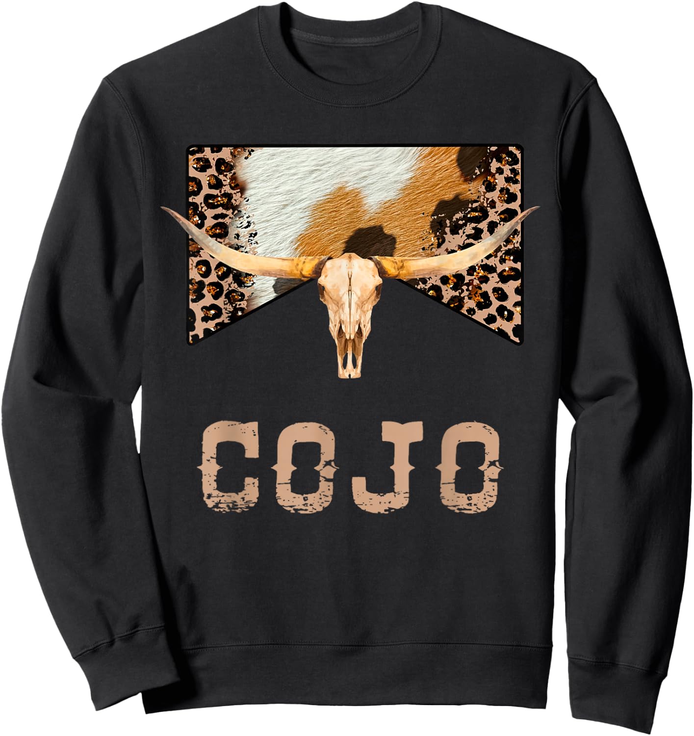 Retro Cojo Johnson Bull Skull Music Country 70s Cowboy Boots Sweatshirt - Sweatshirt | Black