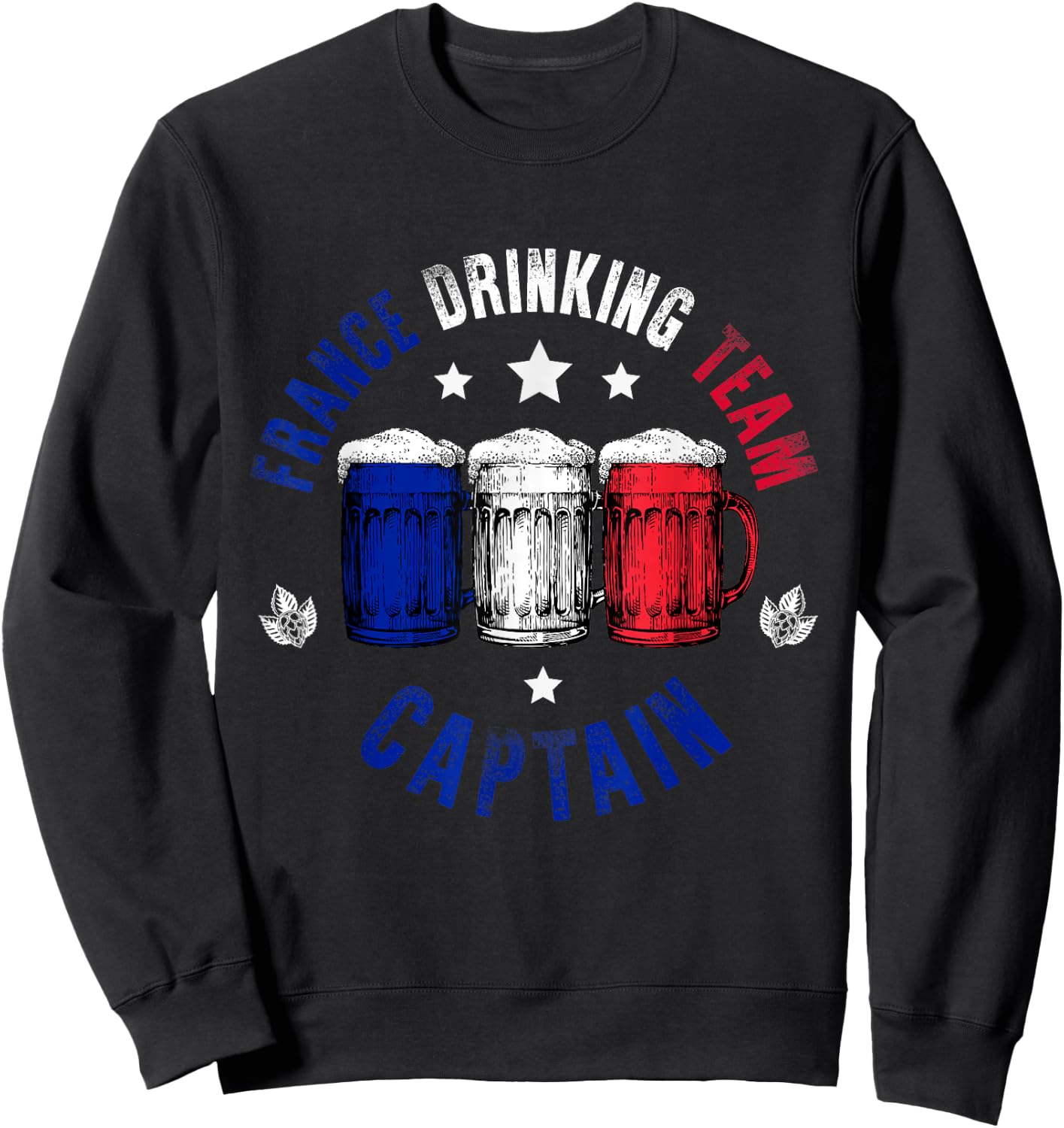 Drink Beer Can France Flag Funny Drinking France Team Sweatshirt - Sweatshirt | Black