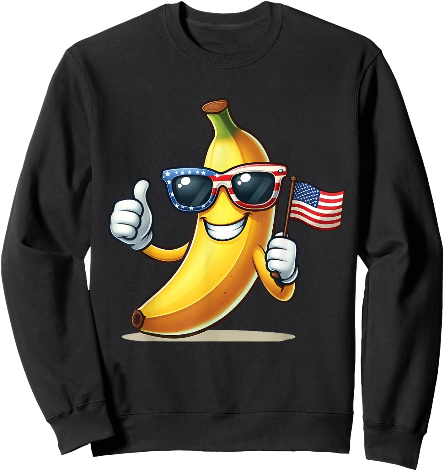 Patriotic Banana 4th Of July American Flag USA Sunglasses Sweatshirt - Sweatshirt | Black