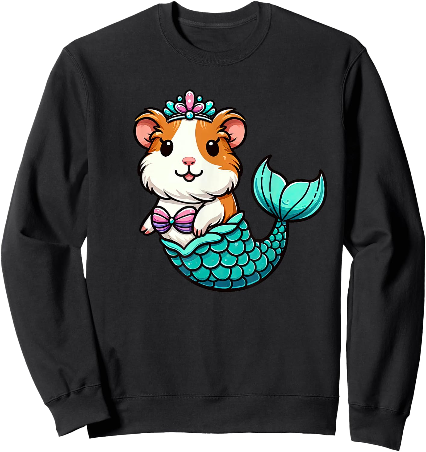 Guinea Pig Mermaid Pet Funny Mythical Creature Sweatshirt - Sweatshirt | Black