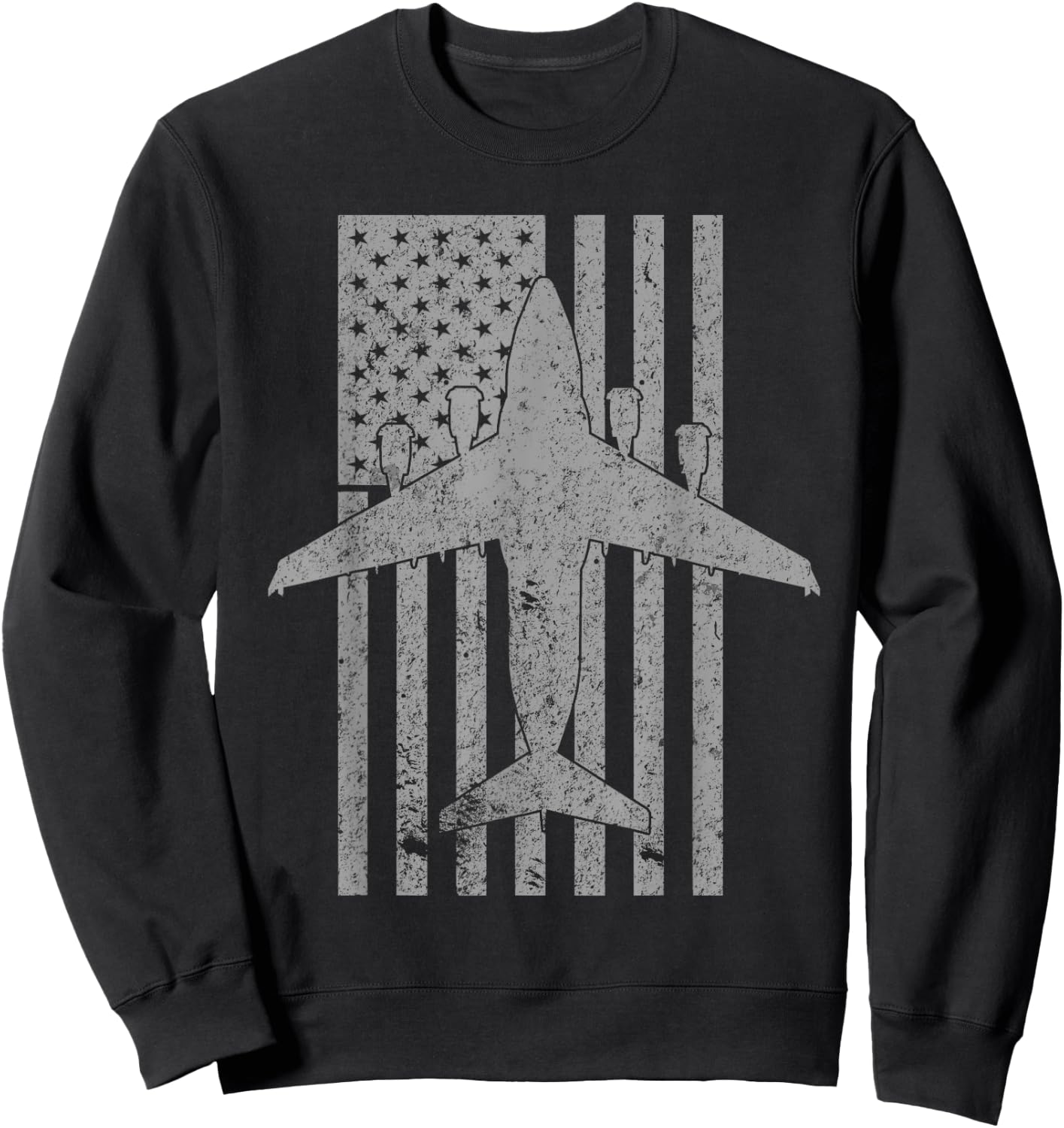 C-17 Globemaster Military Transport Airplane Flag Sweatshirt - Sweatshirt | Black