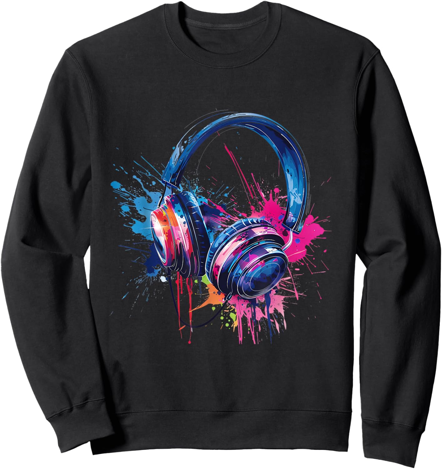 Headphones Music DJ EDM Music Headphones Music Lover Splash Sweatshirt - Sweatshirt | Black