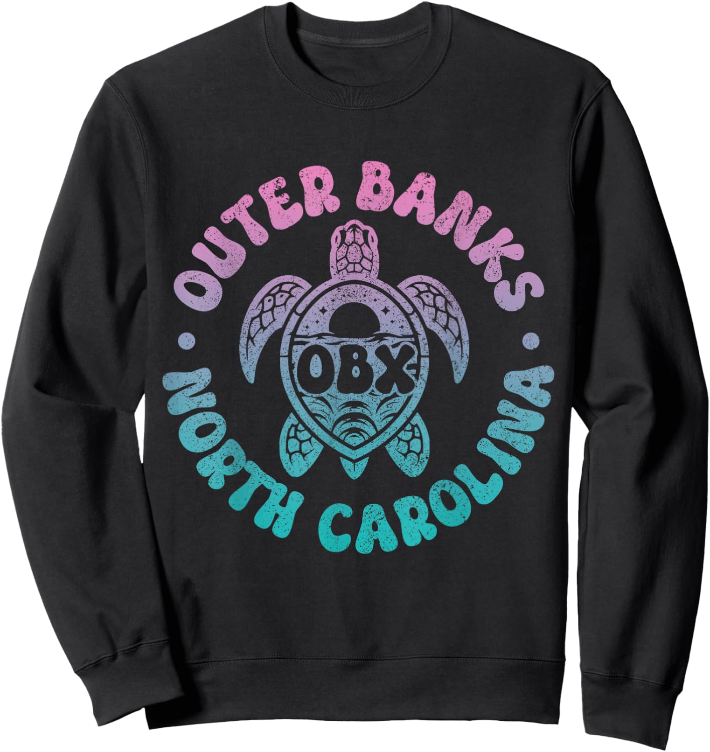 Outer Banks North Carolina Sea Turtle Beach Surf Souvenir Sweatshirt - Sweatshirt | Black