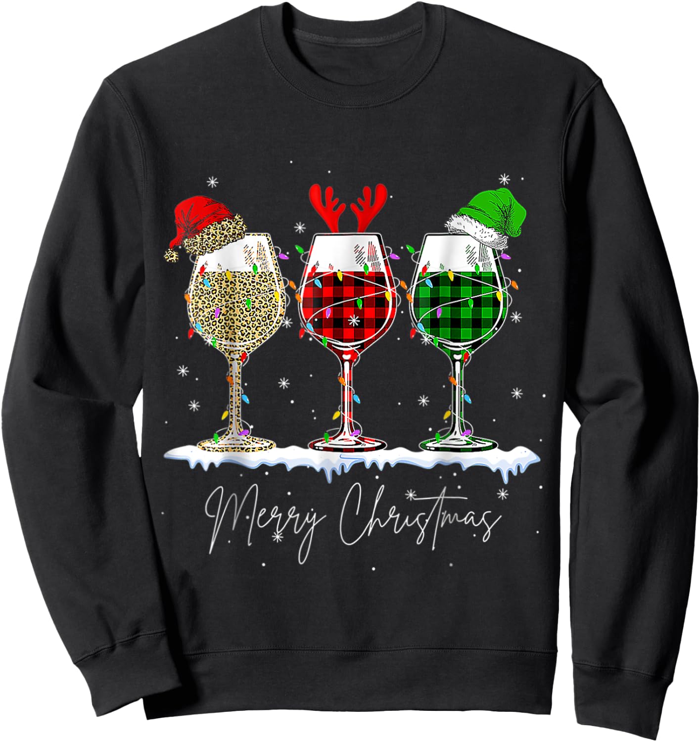 Funny Christmas Spirits Glasses Of Wine Xmas Holidays Party Sweatshirt - Sweatshirt | Black