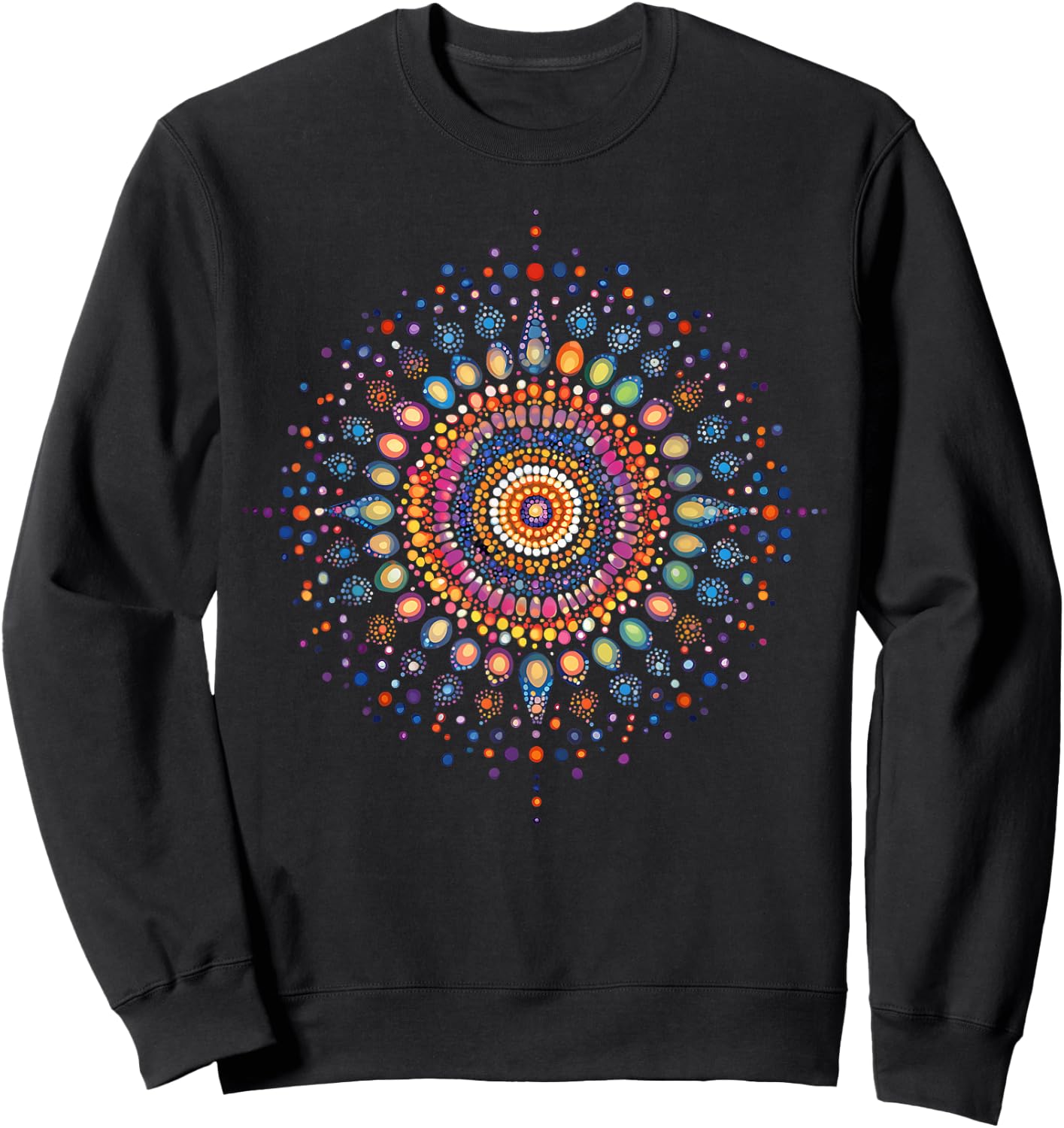 Radiant Mandala 2024 Intricate Dot Art Design Sweatshirt - Sweatshirt | Black