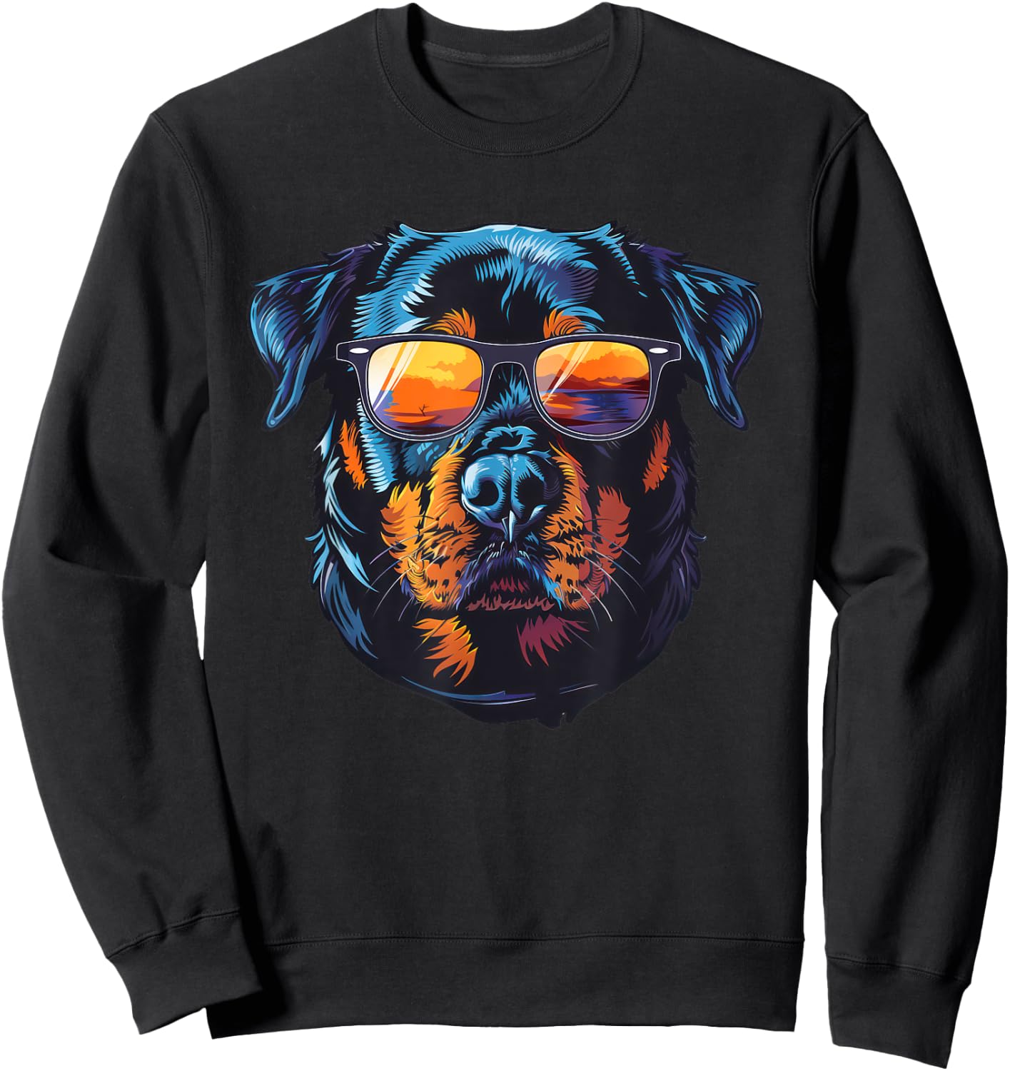 Rottweiler Dog Sunglasses Sweatshirt - Sweatshirt | Black
