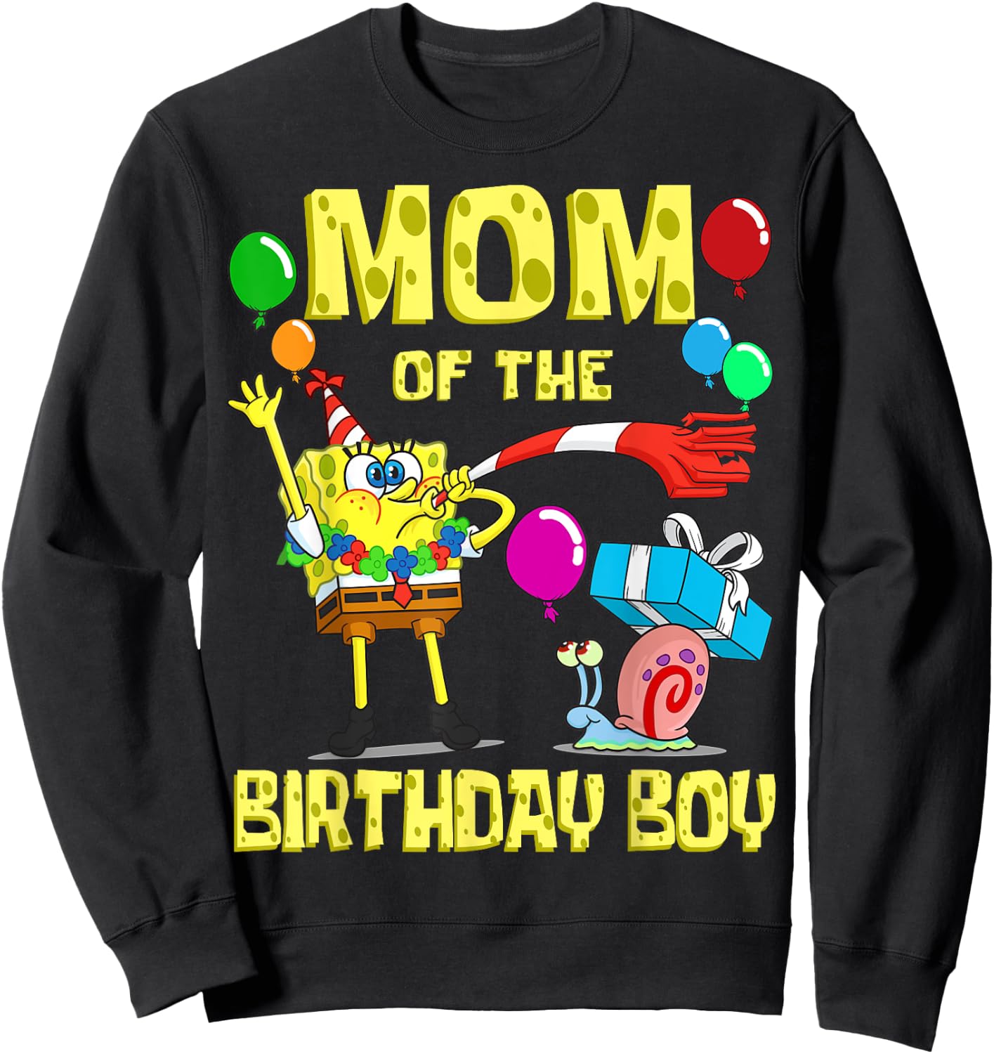 Mademark x SpongeBob SquarePants - SpongeBob Mommy of the Birthday Boy Theme Party Sweatshirt - Sweatshirt | Black