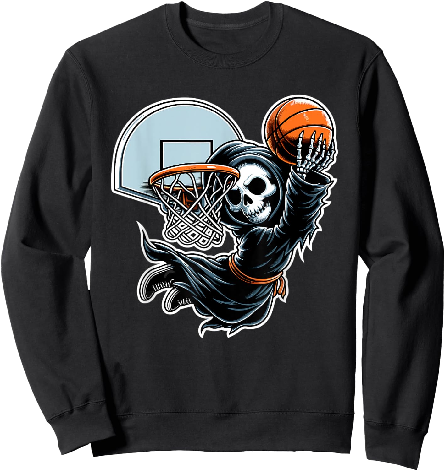 Grim Reaper Basketball Player Funny Halloween Sweatshirt - Sweatshirt | Black