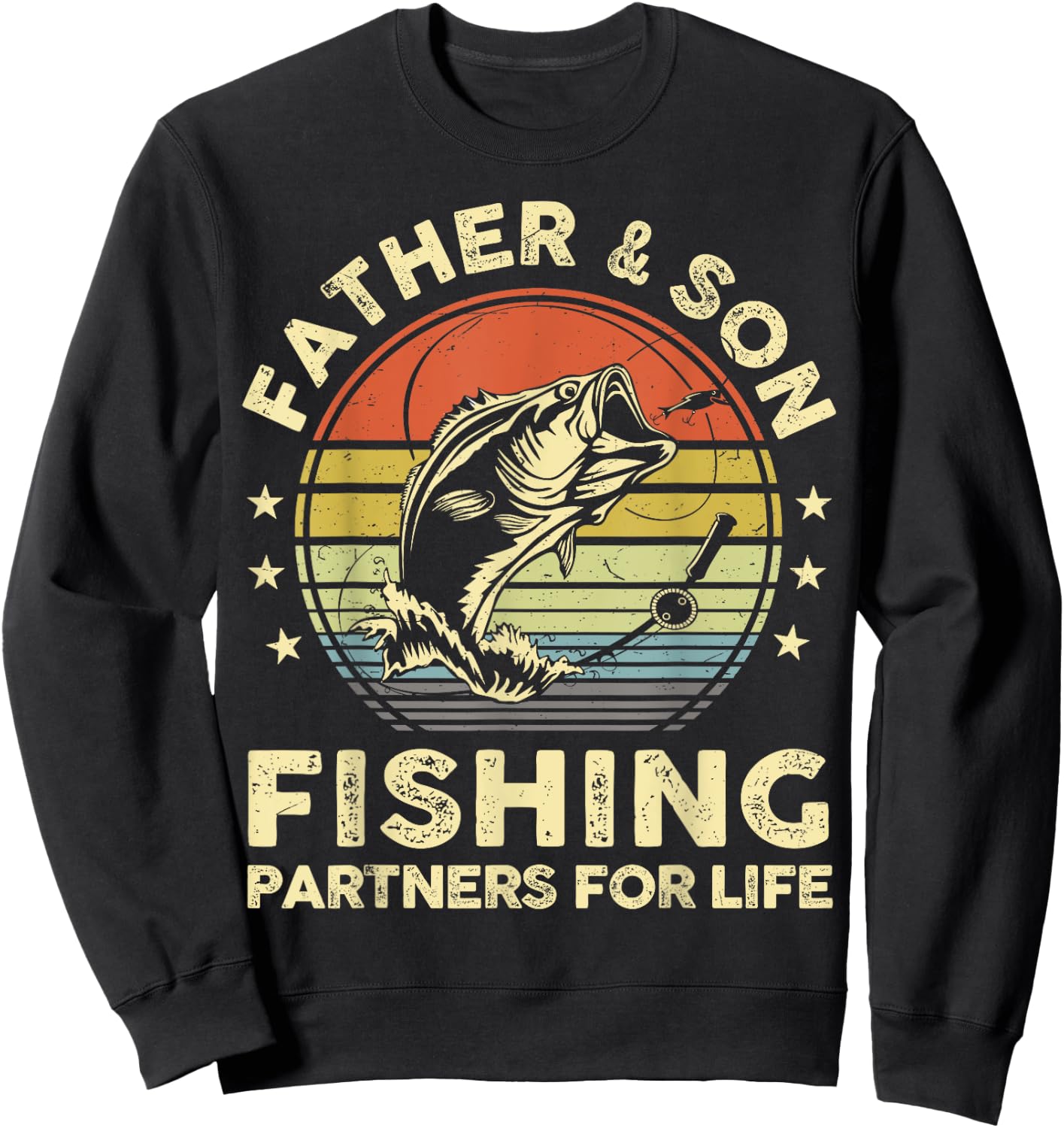 Fishing-Shirt Father Son Matching Bass Fish Funny Dad Sweatshirt - Sweatshirt | Black