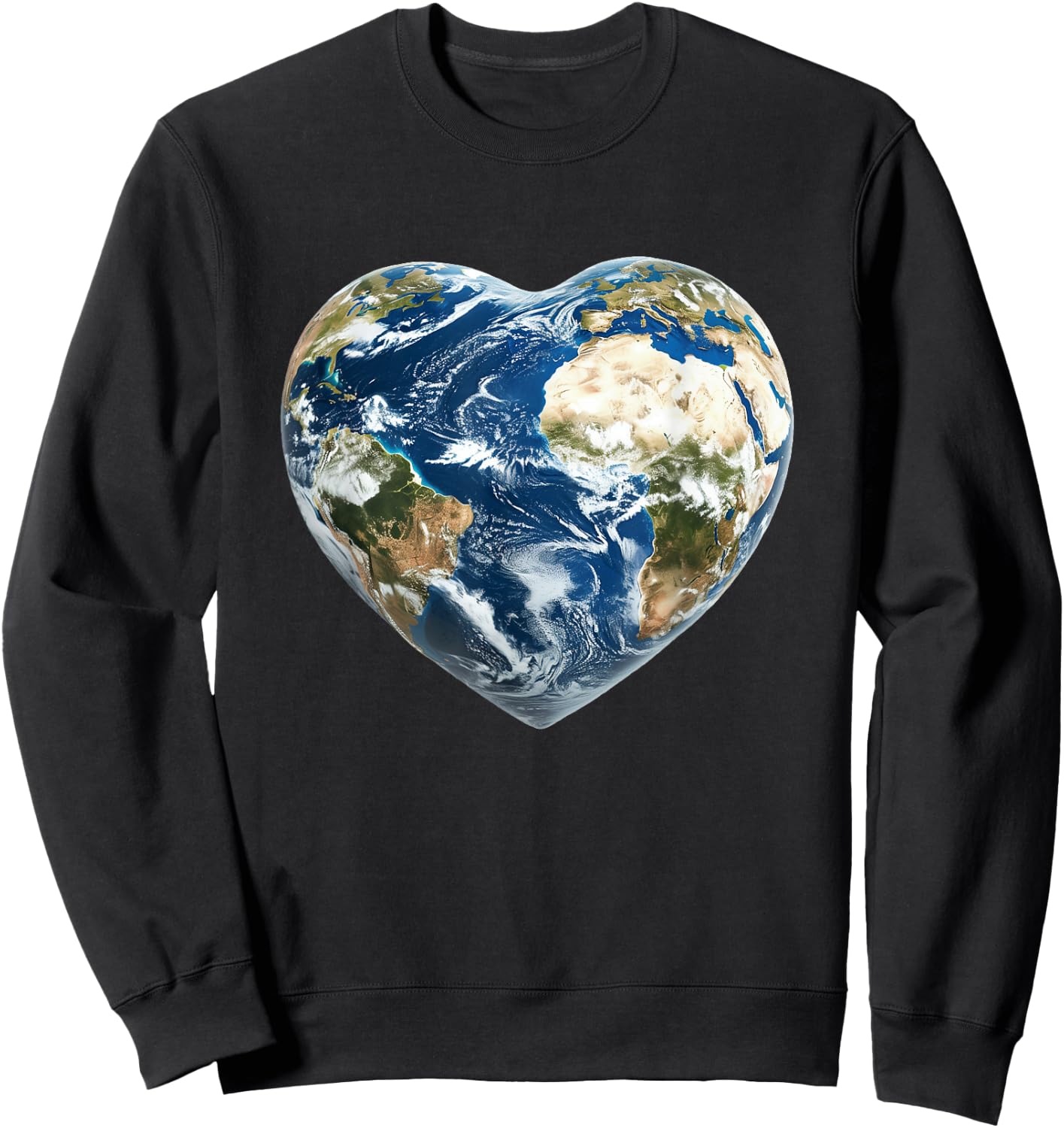 Earth Day World Heart Save the Planet Graphic Sweatshirt - Sweatshirt | Black