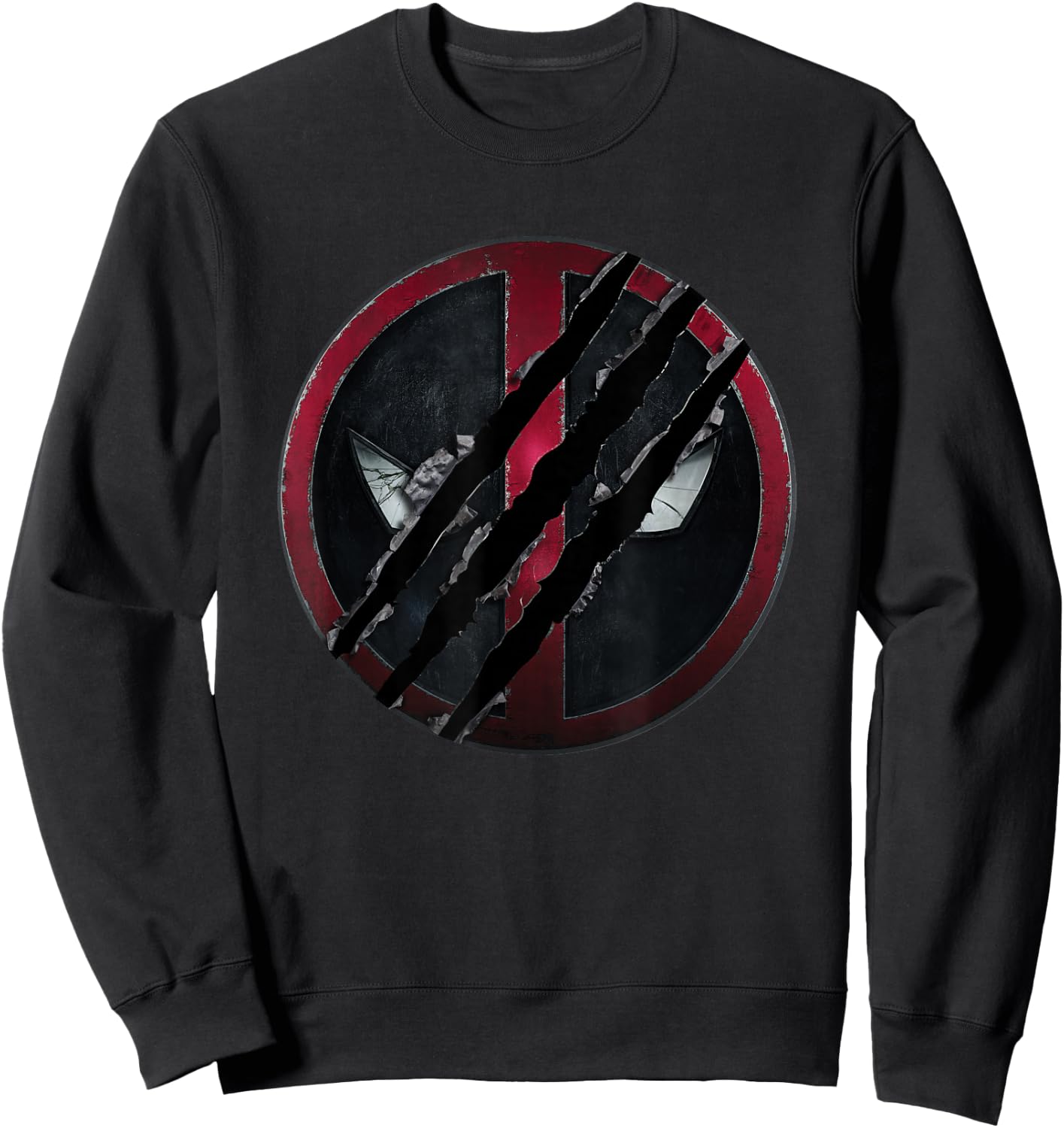 Marvel Deadpool & Wolverine Distressed Slashed Movie Logo Sweatshirt - Sweatshirt | Black
