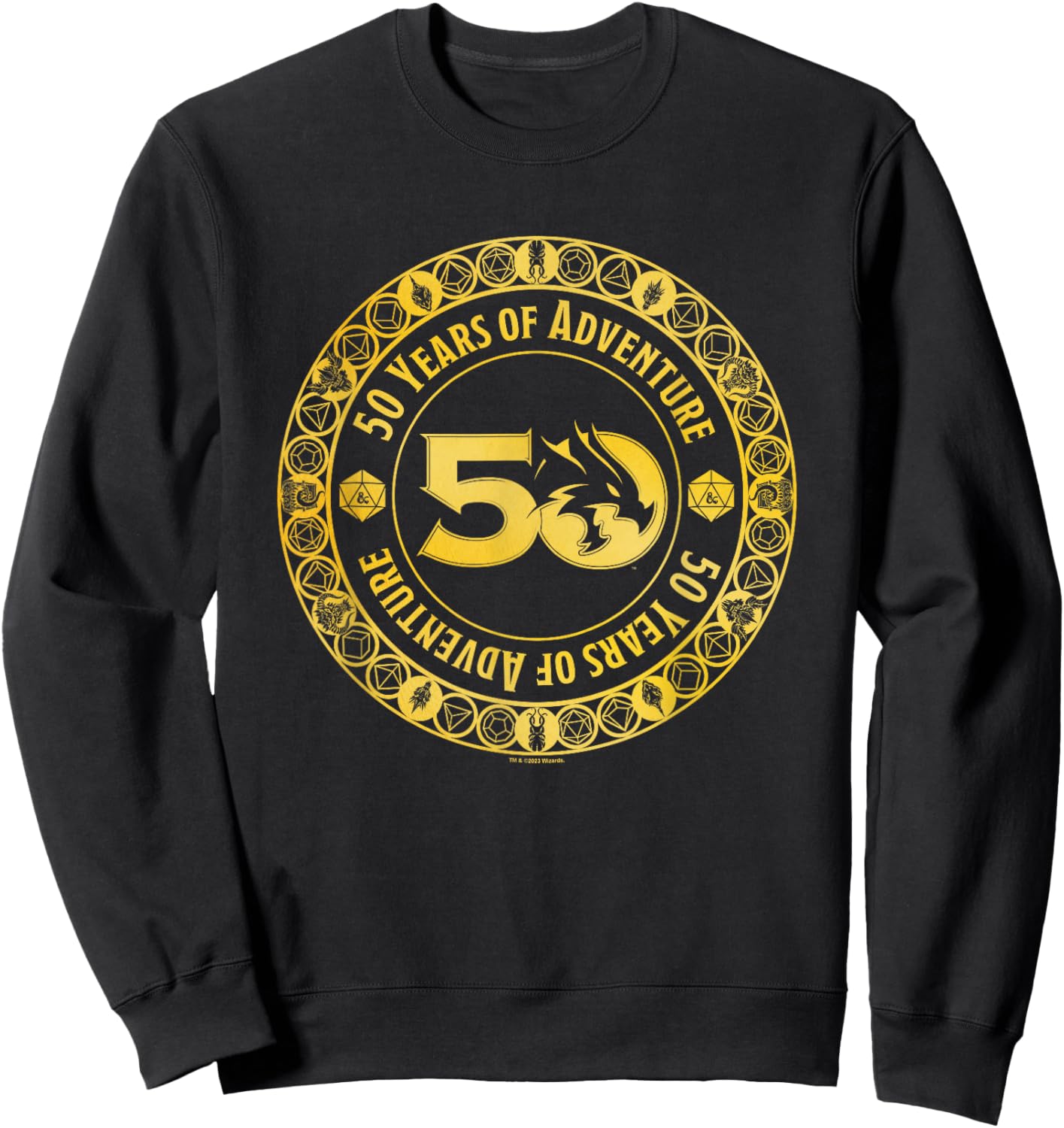 Dungeons & Dragons 50 Years Of Adventure Gold Badge Sweatshirt - Sweatshirt | Black