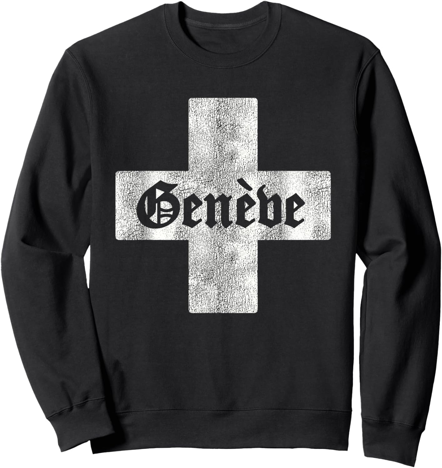 Retro Geneva Switzerland Souvenir Swiss Flag Men Women Kids Sweatshirt - Sweatshirt | Black