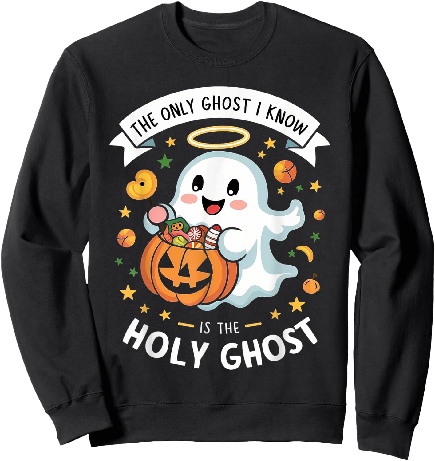 Christian Halloween Kids Only Ghost I Know is the Holy Ghost Sweatshirt - Sweatshirt | Black