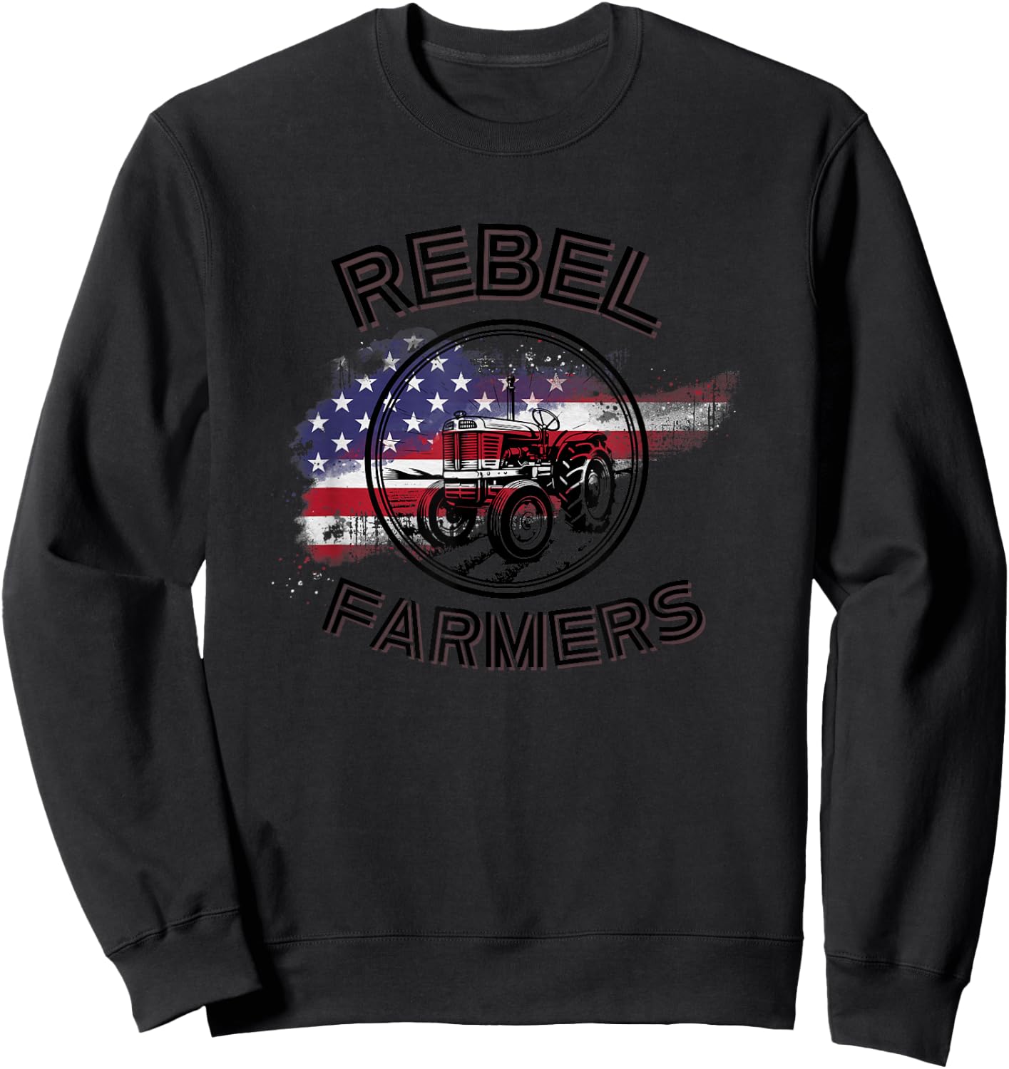 Rebel Farmers American Flag Women Men Sweatshirt - Sweatshirt | Black