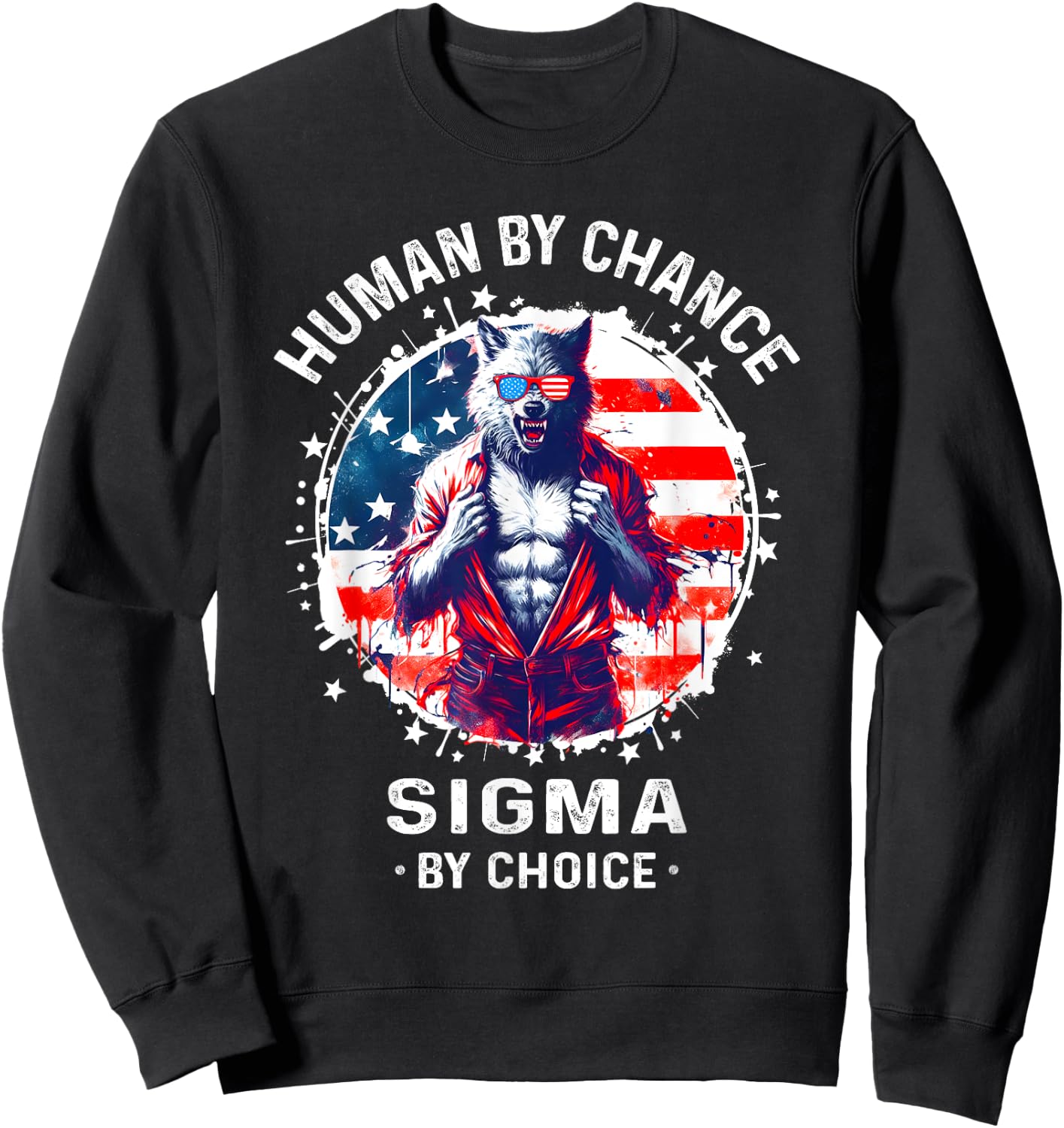 American Human By Chance Sigma By Choice Sigma Wolf Sweatshirt - Sweatshirt | Black