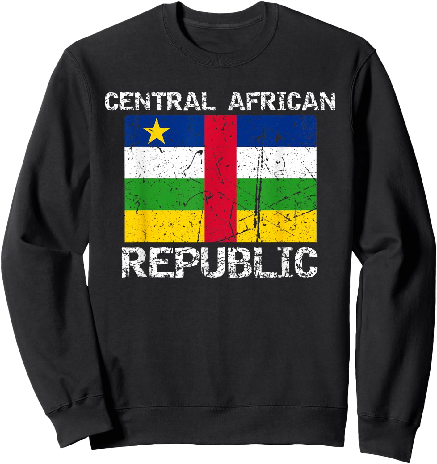 Central African Republic Flag Distressed African Men Women Sweatshirt - Sweatshirt | Black