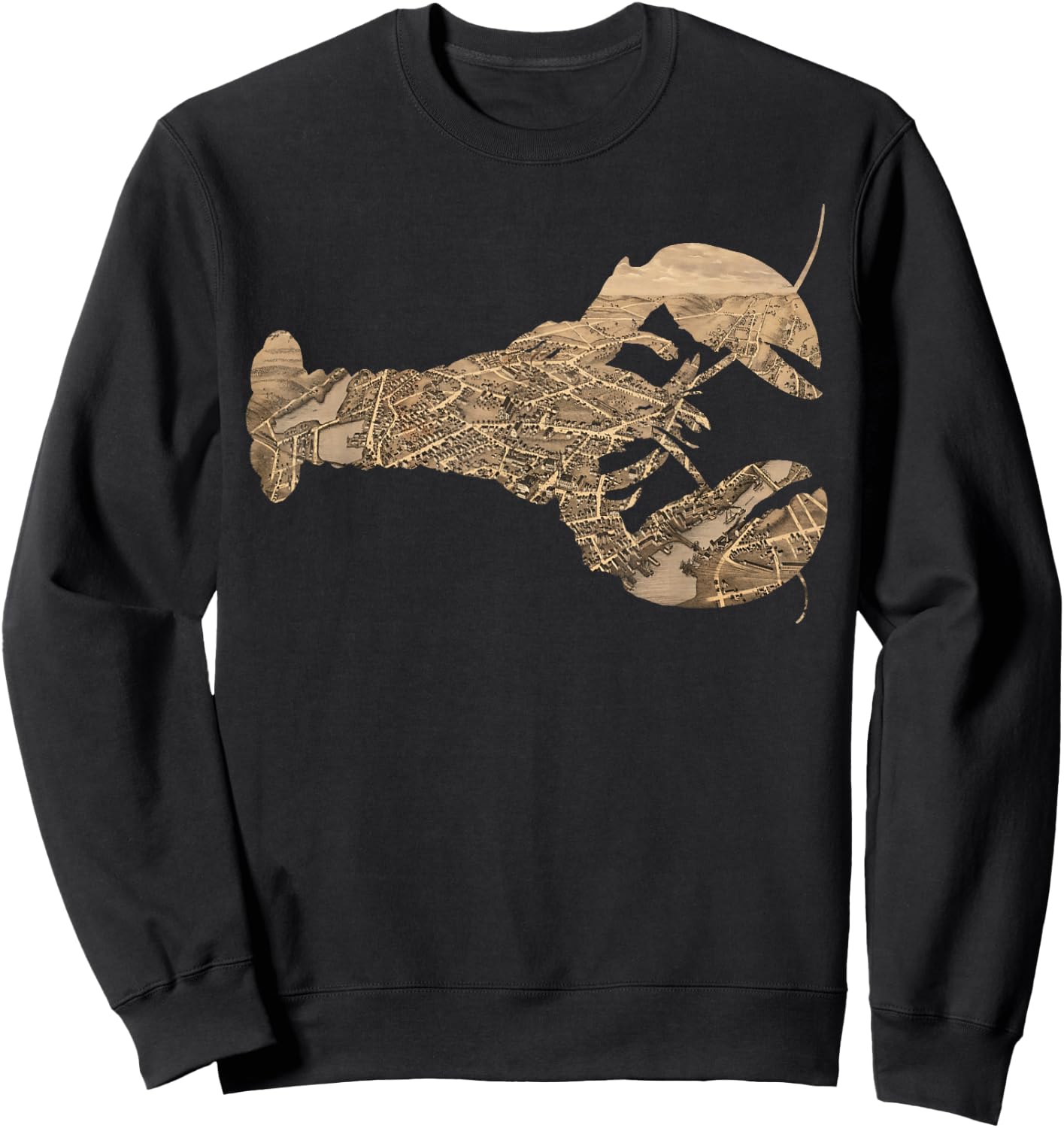 New London CT Lobster Map Silhouette Sweatshirt - Sweatshirt | Black