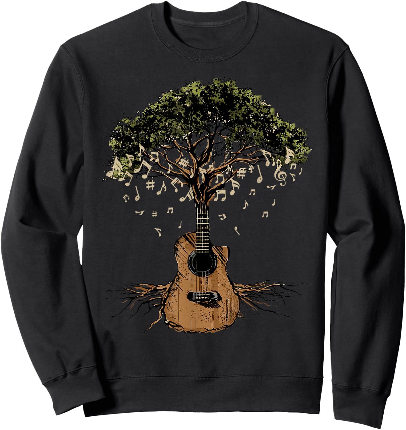 Acoustic Guitar Shirt Tree of Life Guitar Player Guitarist Sweatshirt - Sweatshirt | Black