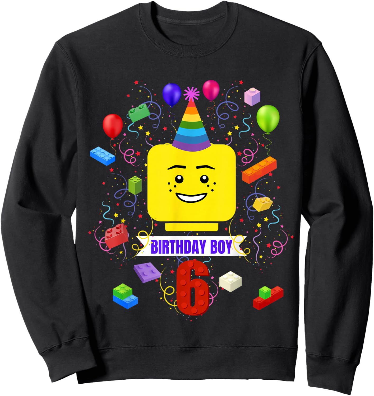 Building Bricks 6th Birthday Boy 6 Master Builder Blocks Sweatshirt - Sweatshirt | Black