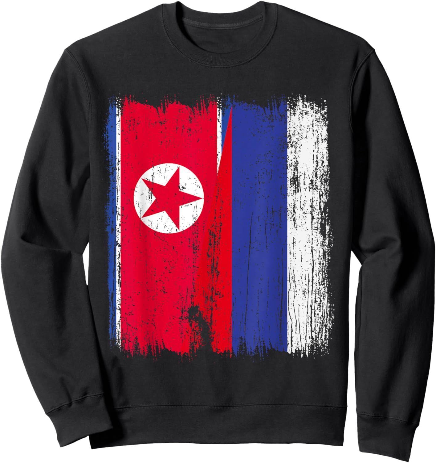 North Korea Russia Half Flag North Korean Russian Jersey Sweatshirt - Sweatshirt | Black